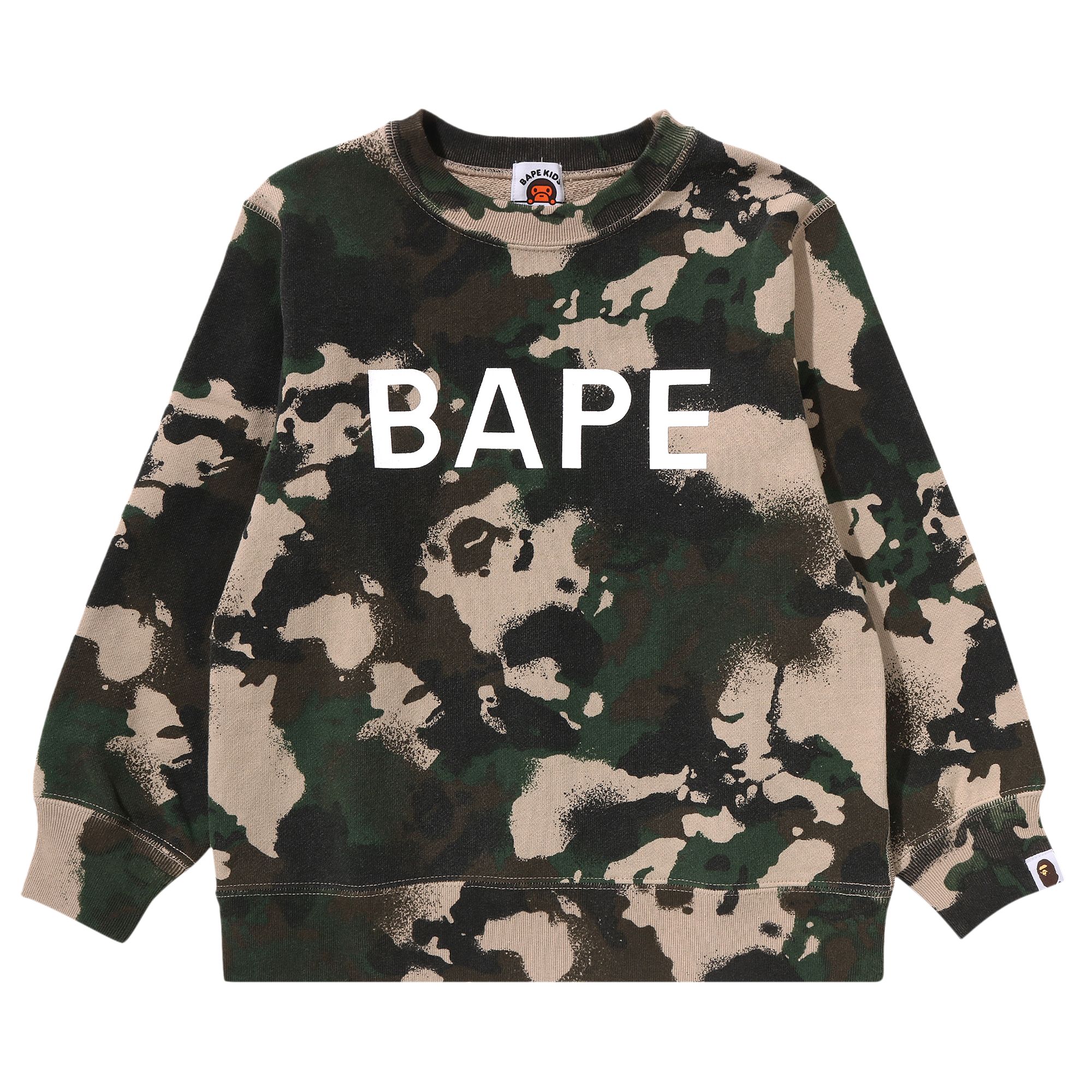 Pre-owned Bape Kids Map Camo Crewneck Sweatshirt 'green' | Kid's Size 130
