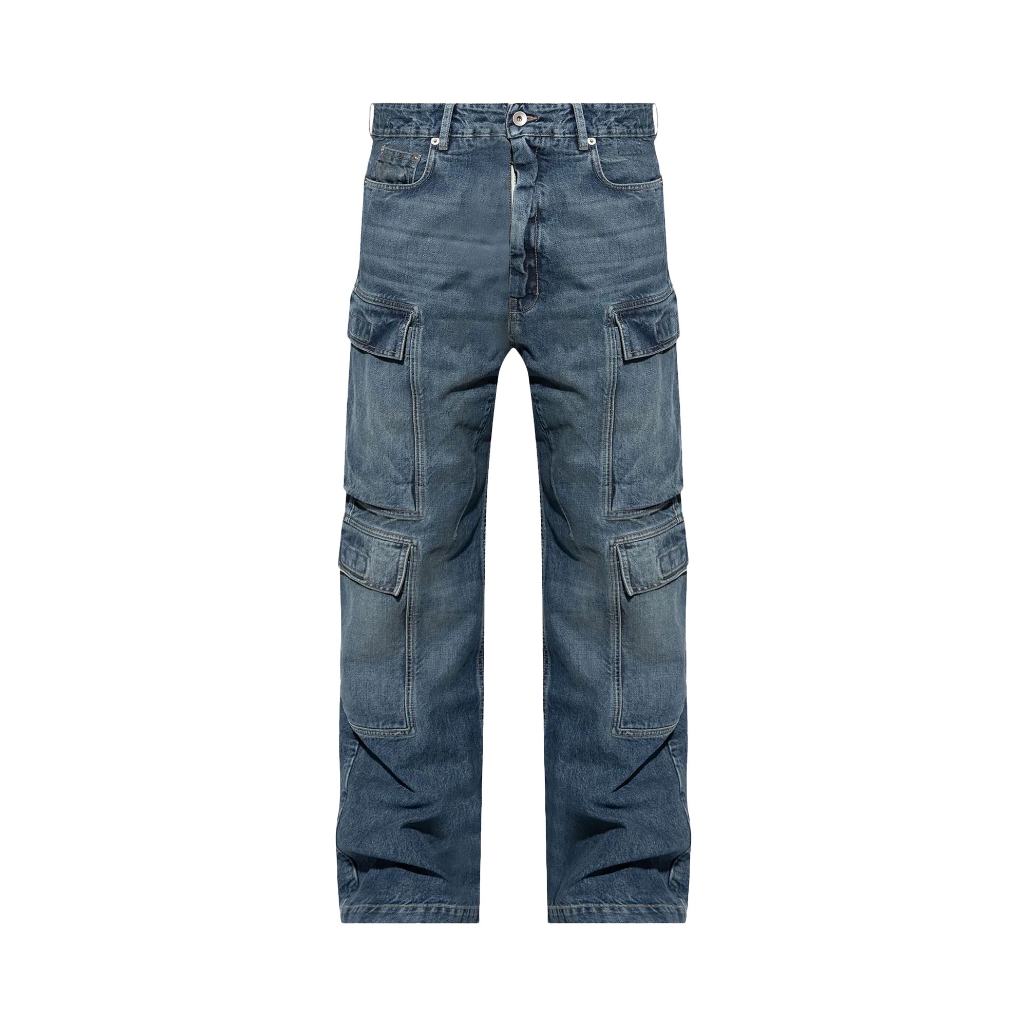 Pre-owned Rick Owens Drkshdw Double Cargo Jeans 'washed Indigo' | Blue | Men's Size 34