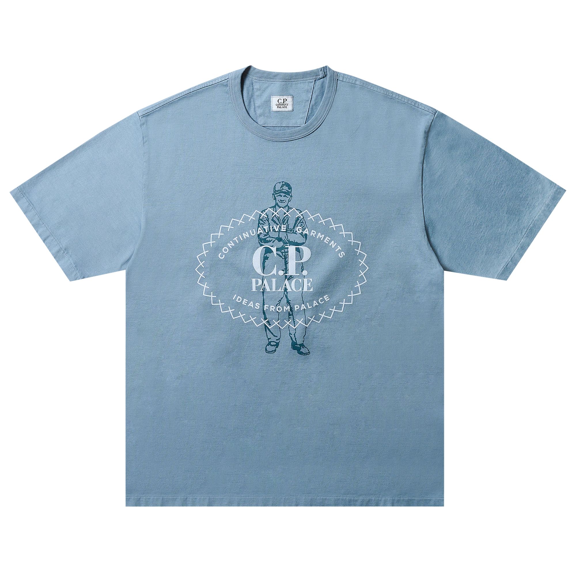 Pre-owned Palace X C.p. Company Mercerized Jersey 30/2 Twisted T-shirt 'blue' | Men's Size M
