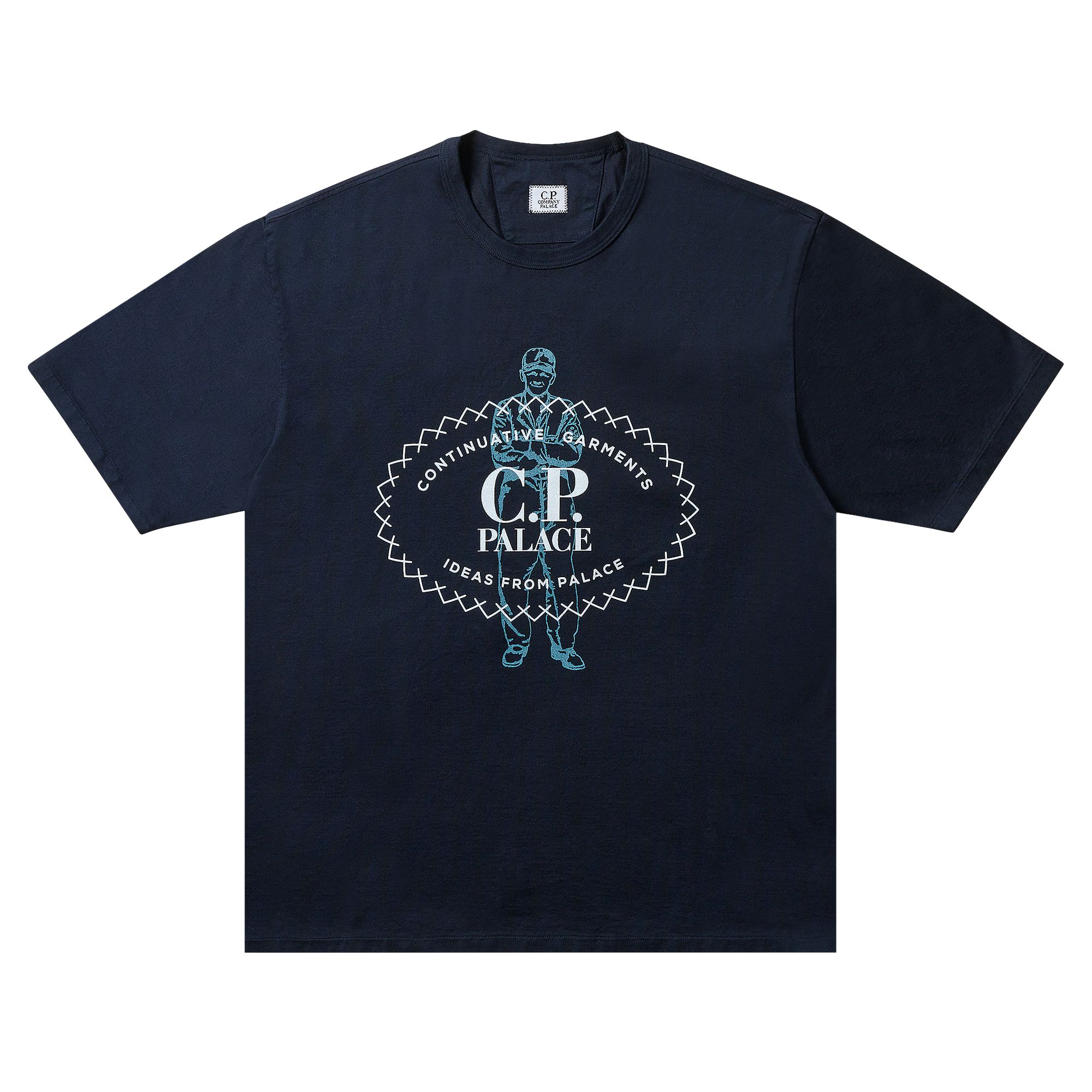Pre-owned Palace X C.p. Company Mercerized Jersey 30/2 Twisted T-shirt 'navy' | Blue | Men's Size Xl