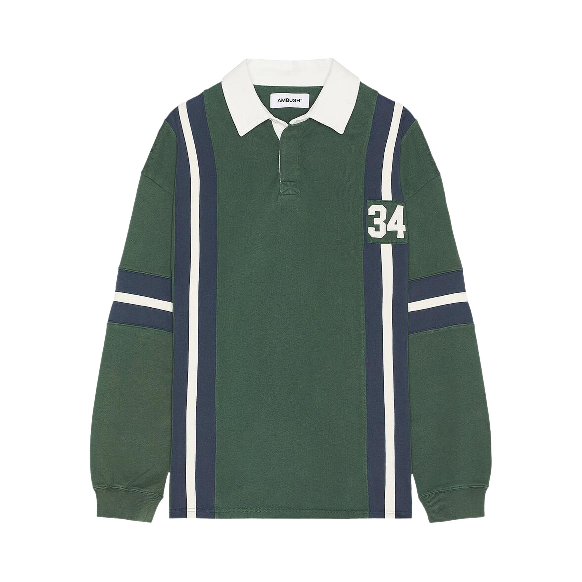 Pre-owned Ambush Striped Rugby Shirt 'green' | Men's Size L