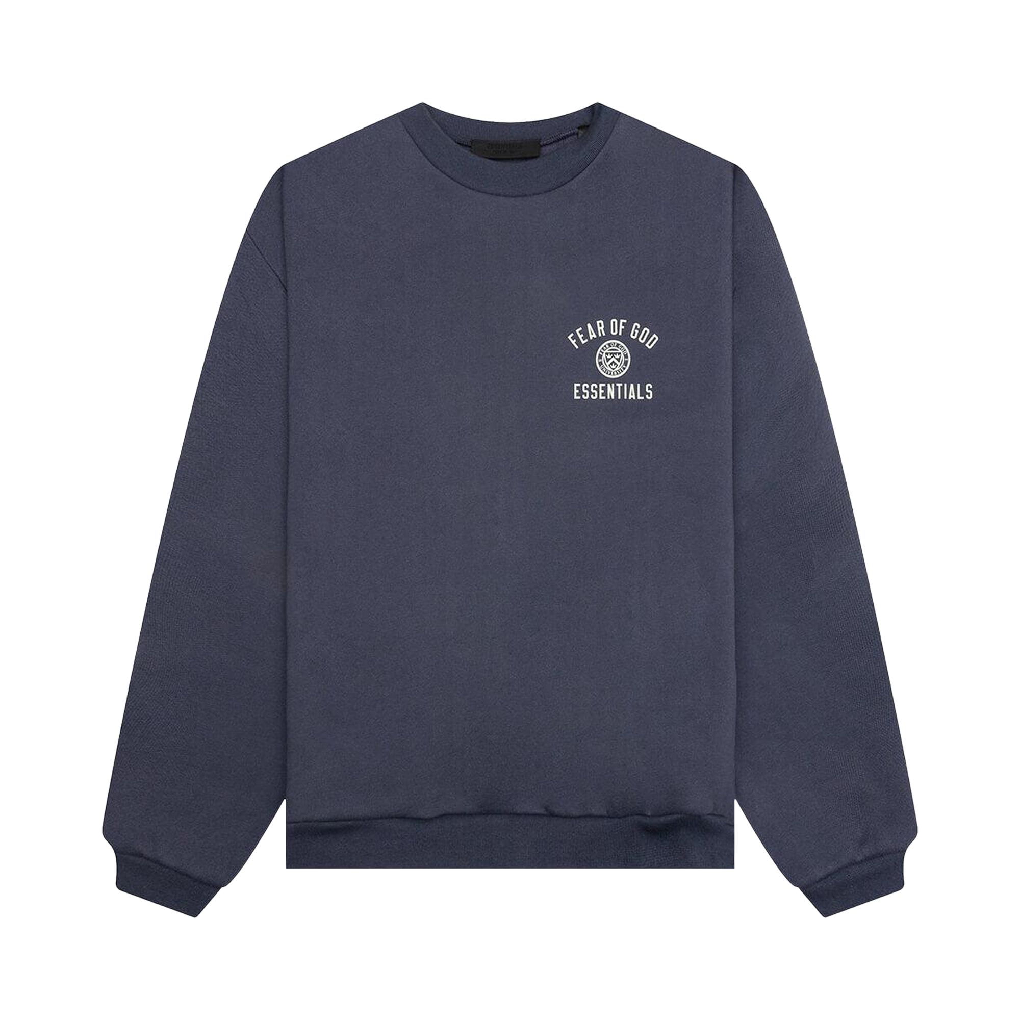 Pre-owned Essentials Fear Of God Fleece Crewneck 'marine' | Blue | Men's Size M