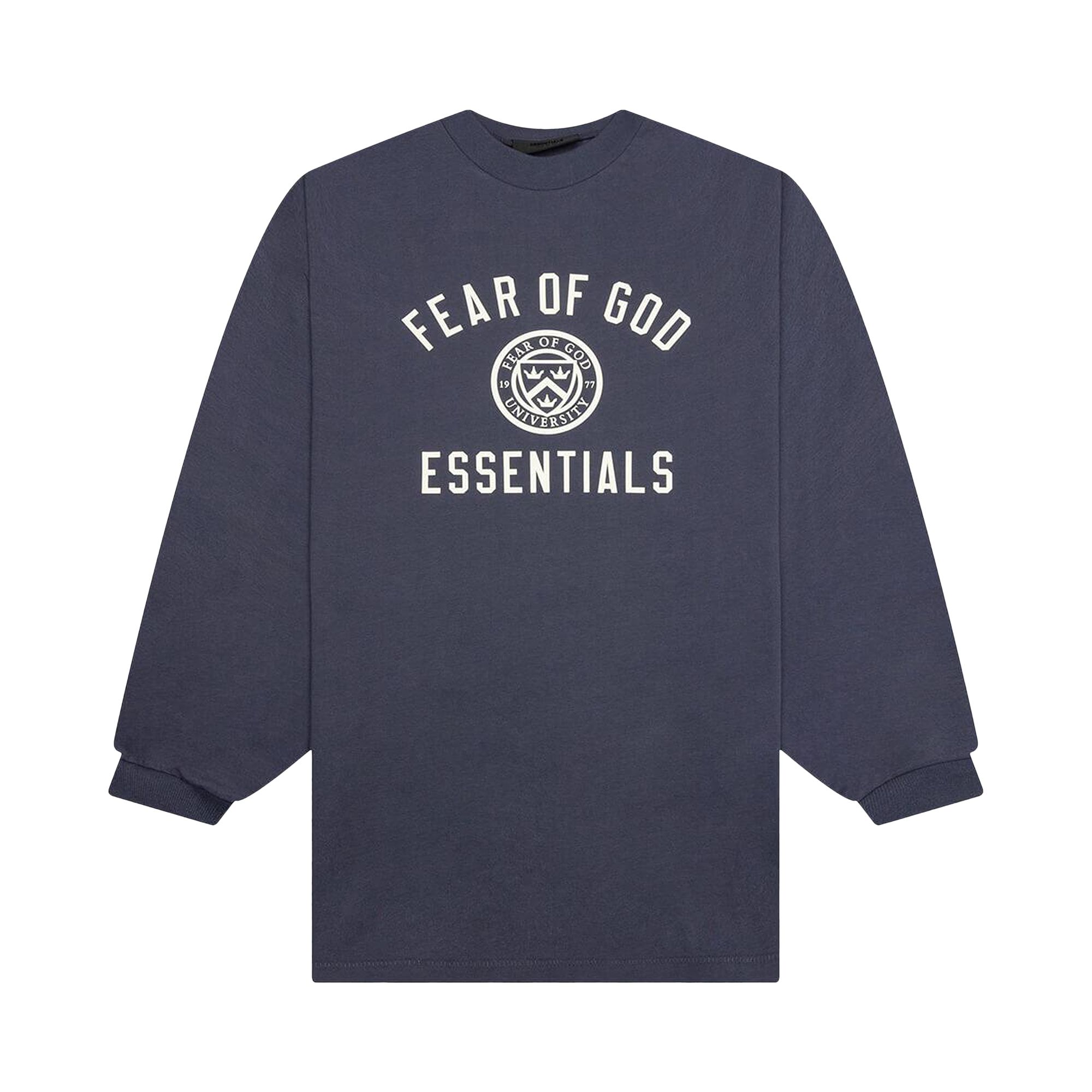 Pre-owned Essentials Fear Of God Jersey Long-sleeve Tee 'marine' | Blue | Men's Size L