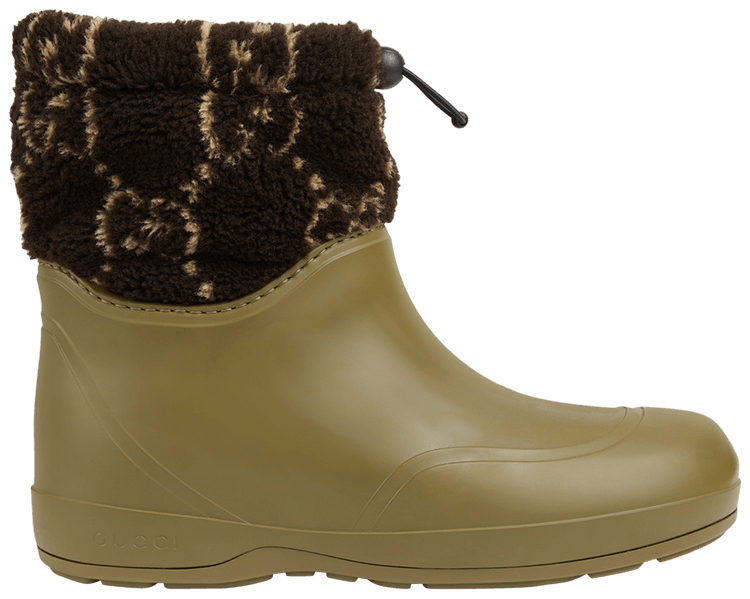 Gucci Ankle Boot Two Toned Teddy   Green Brown