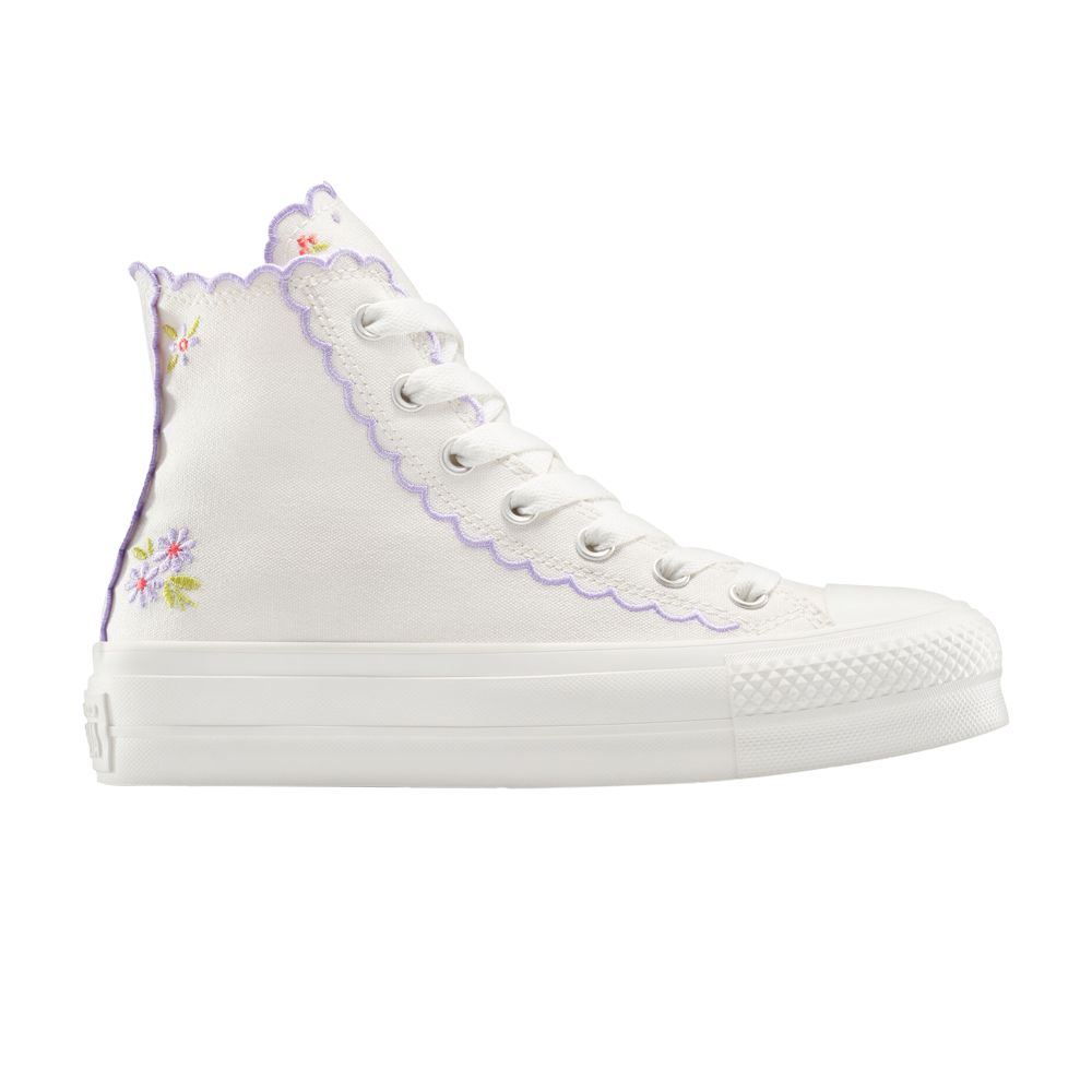 Converse Wmns Chuck Taylor All Star Lift Platform High 'Scalloped Edges Embroidered Flowers' | White | Women's Size 7 - A13528C