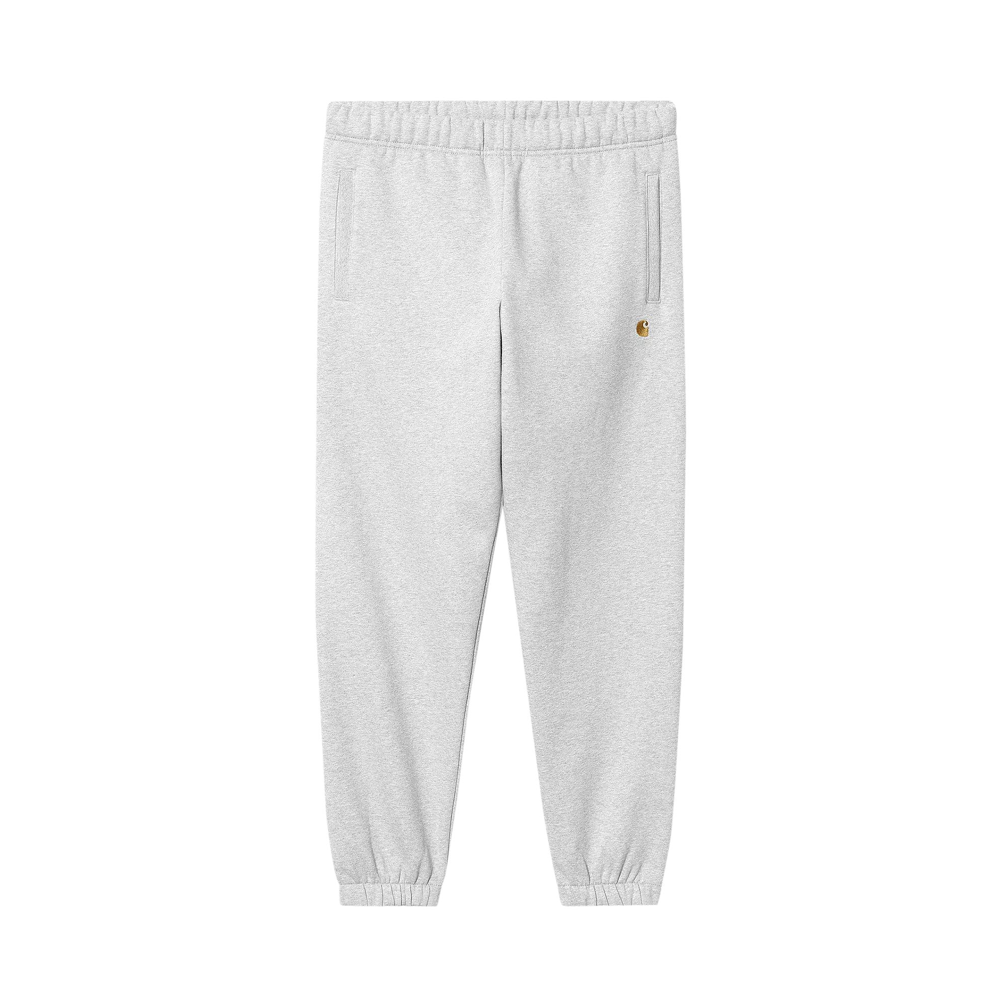 Pre-owned Carhartt Wip Chase Sweatpants 'ash Heather Grey/gold' | Men's Size M