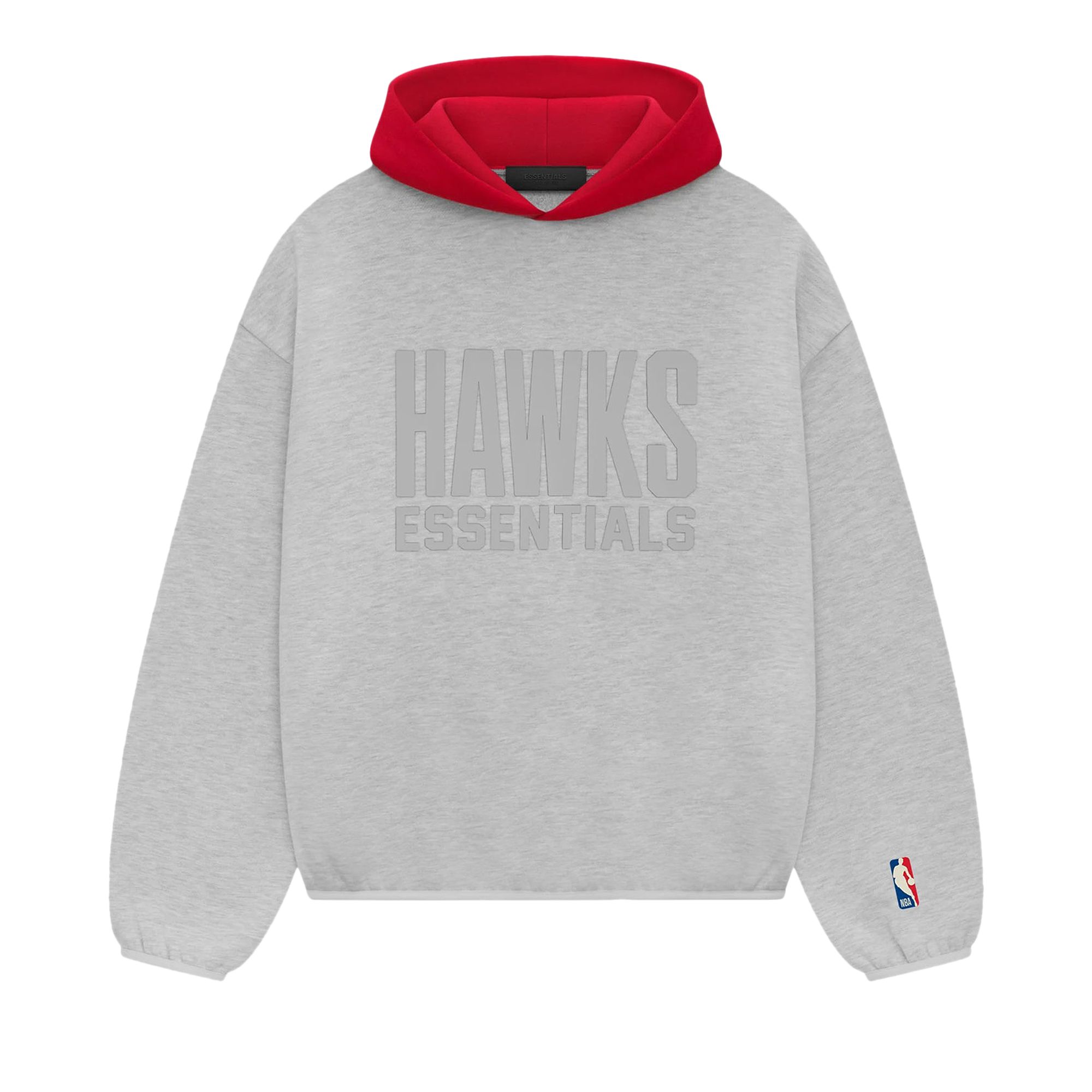 Pre-owned Essentials Fear Of God X Nba Atlanta Hawks Hoodie 'grey Red' | Men's Size M In Gray