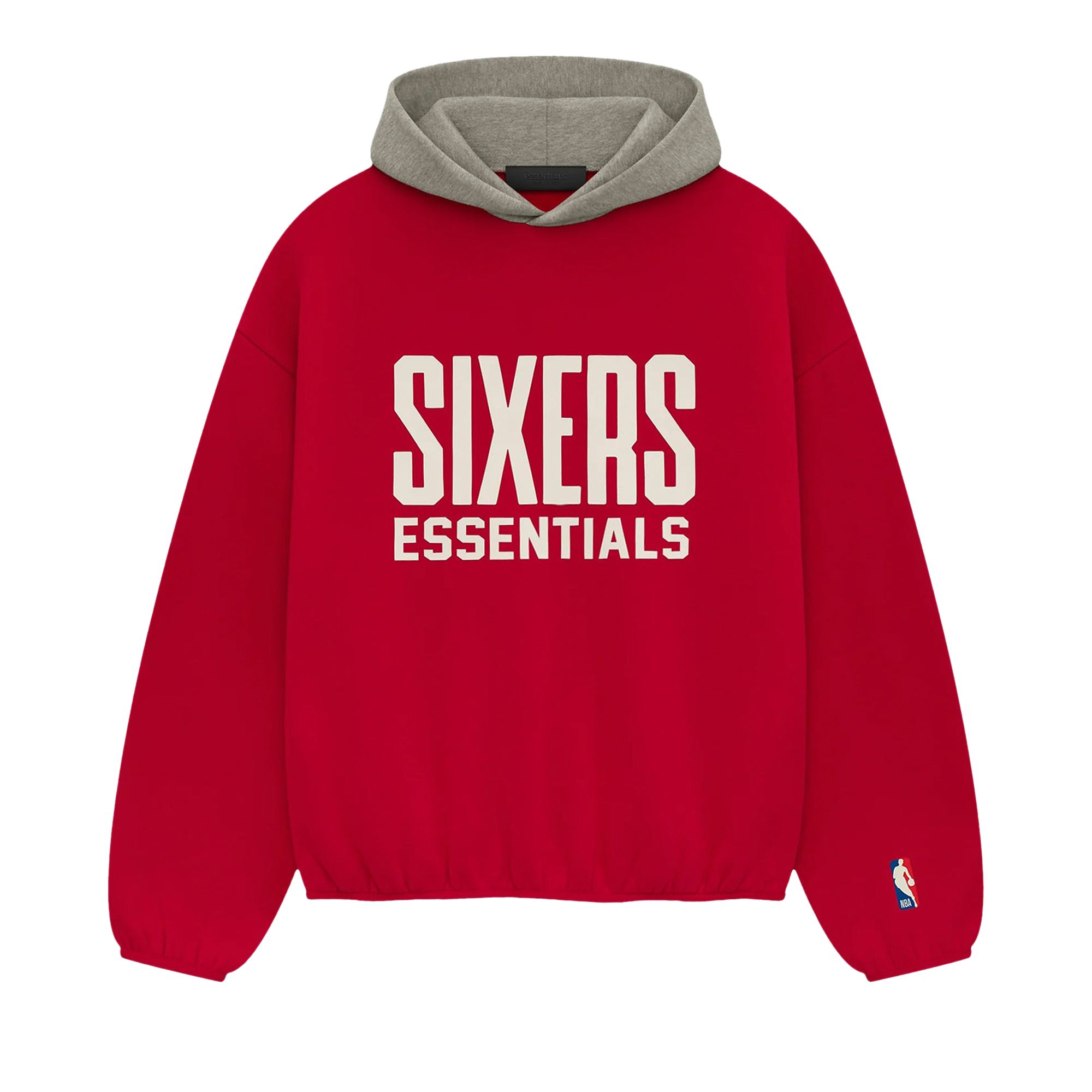 Pre-owned Essentials Fear Of God  X Nba Philadelphia 76ers Hoodie 'red Grey' | Men's Size Xs