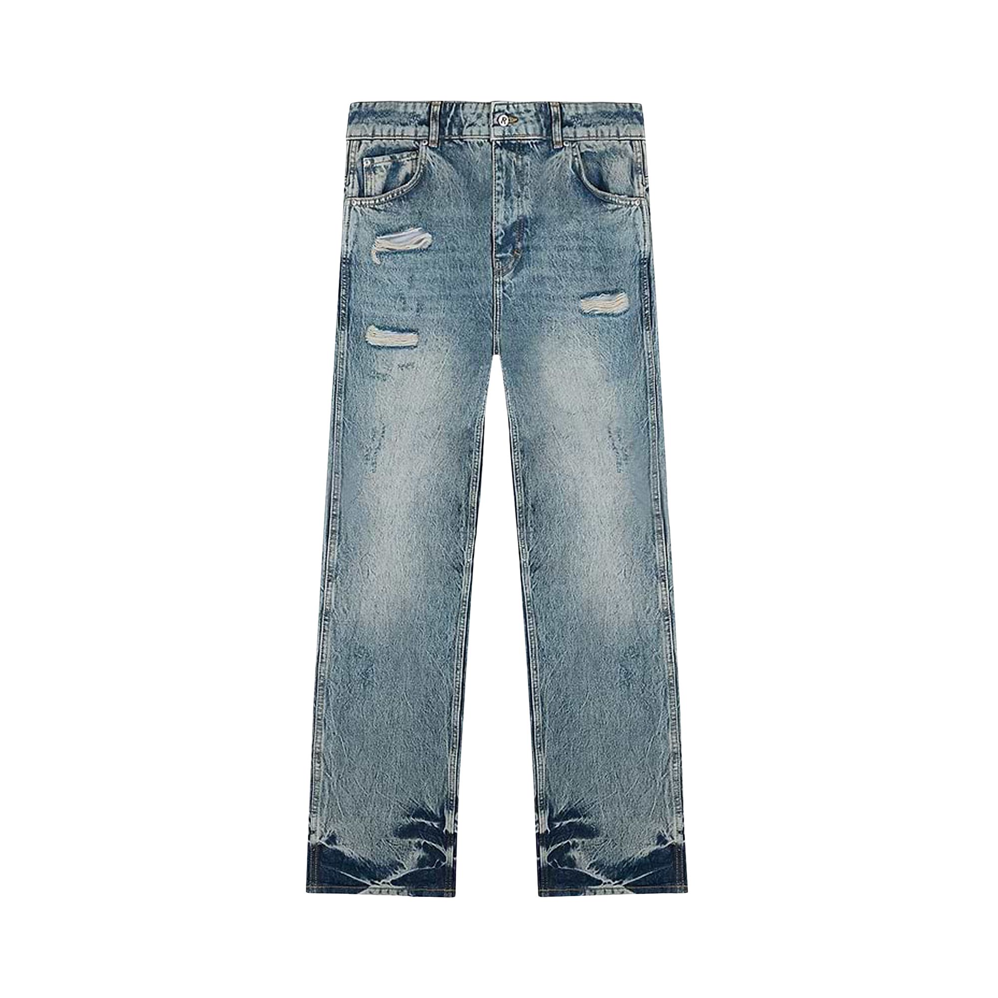 Pre-owned Represent Clo R3 Distressed Baggy Denim 'blue/cream' | Men's Size 31