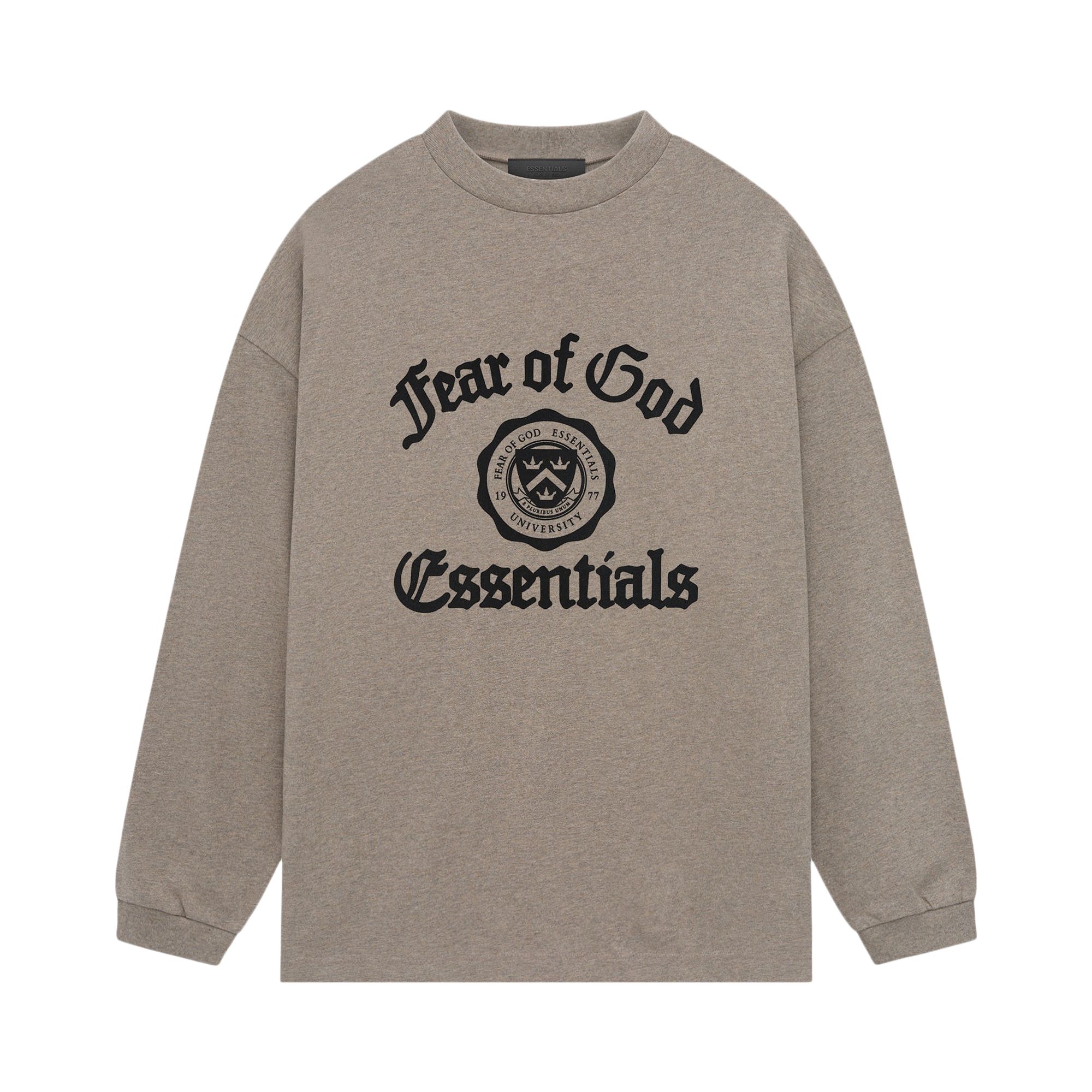Pre-owned Essentials Fear Of God Heavy Long-sleeve Tee 'heather Grey' | Men's Size S In Gray