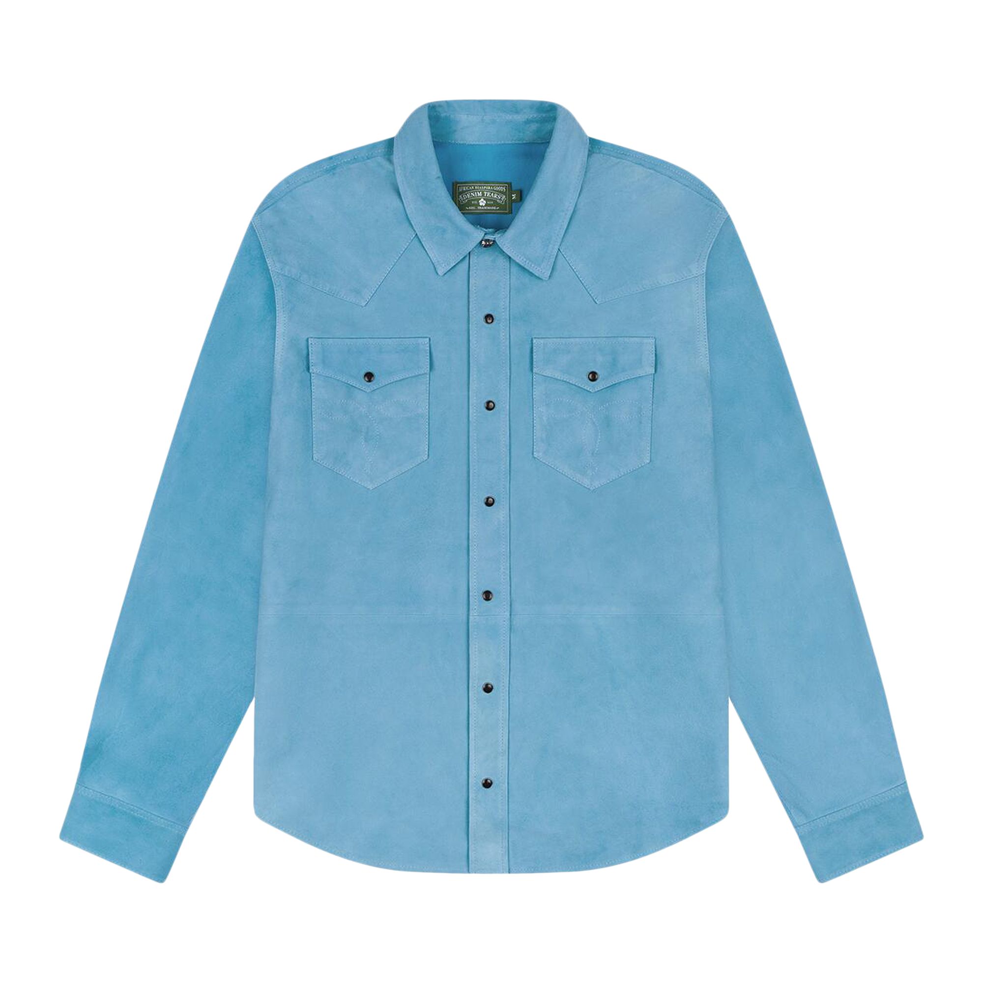 Pre-owned Denim Tears Suede Leather Western Shirt 'blue' 'blue' | Men's Size L