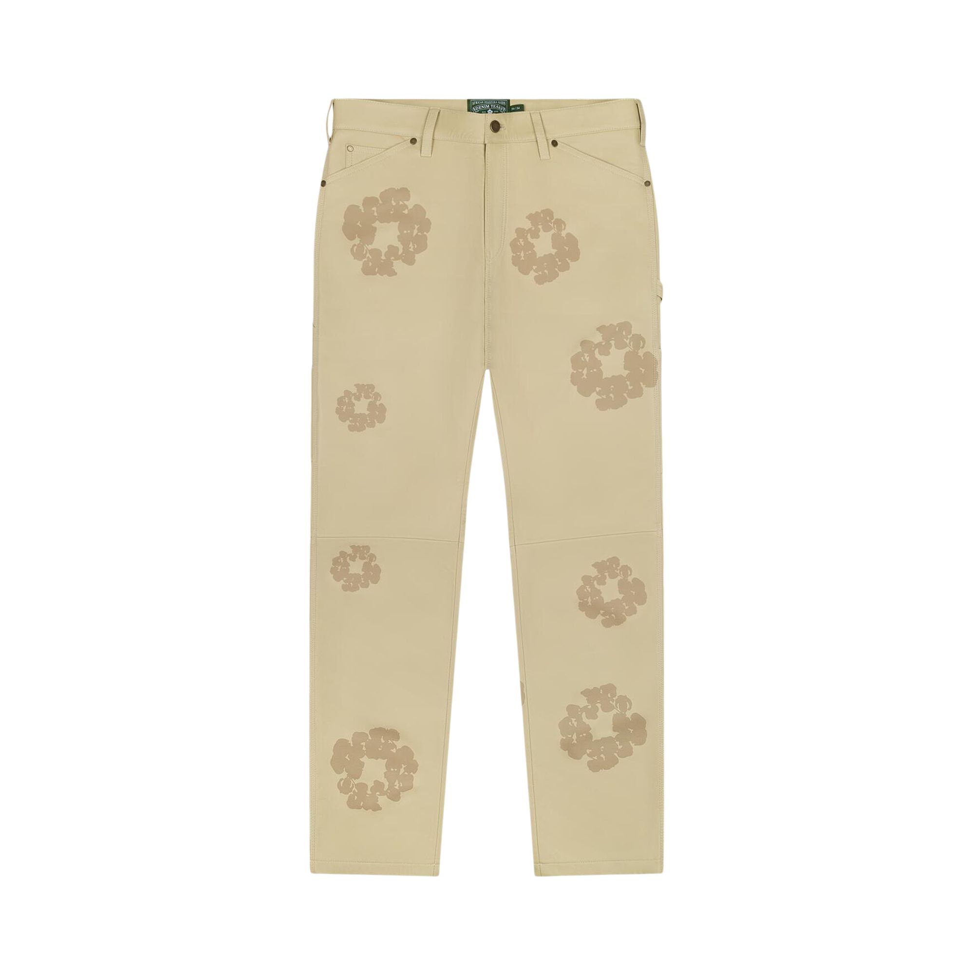 Pre-owned Denim Tears Leather Laser Cut Wreath Work Pant 'beige' 'beige' | Tan | Men's Size 30