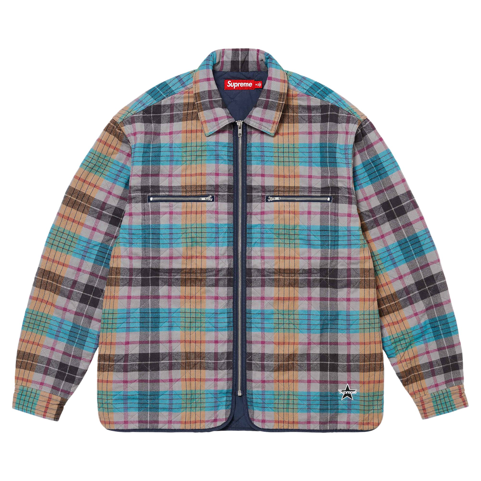 Pre-owned Supreme Quilted Flannel Zip Up Shirt 'multicolor' | Multi-color | Men's Size S