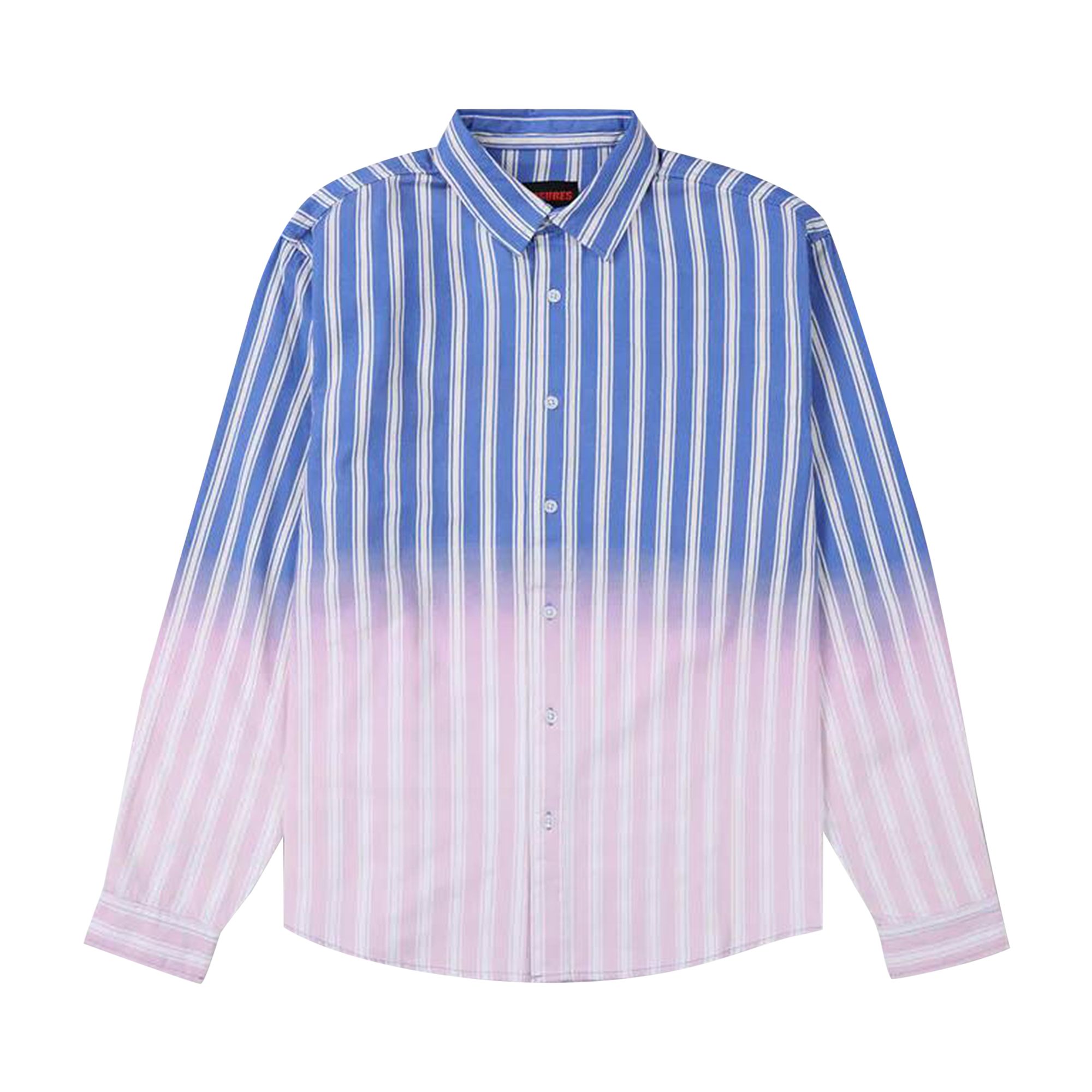 Pre-owned Pleasures Fade Button Down Long-sleve Shirt 'blue' | Men's Size Xl