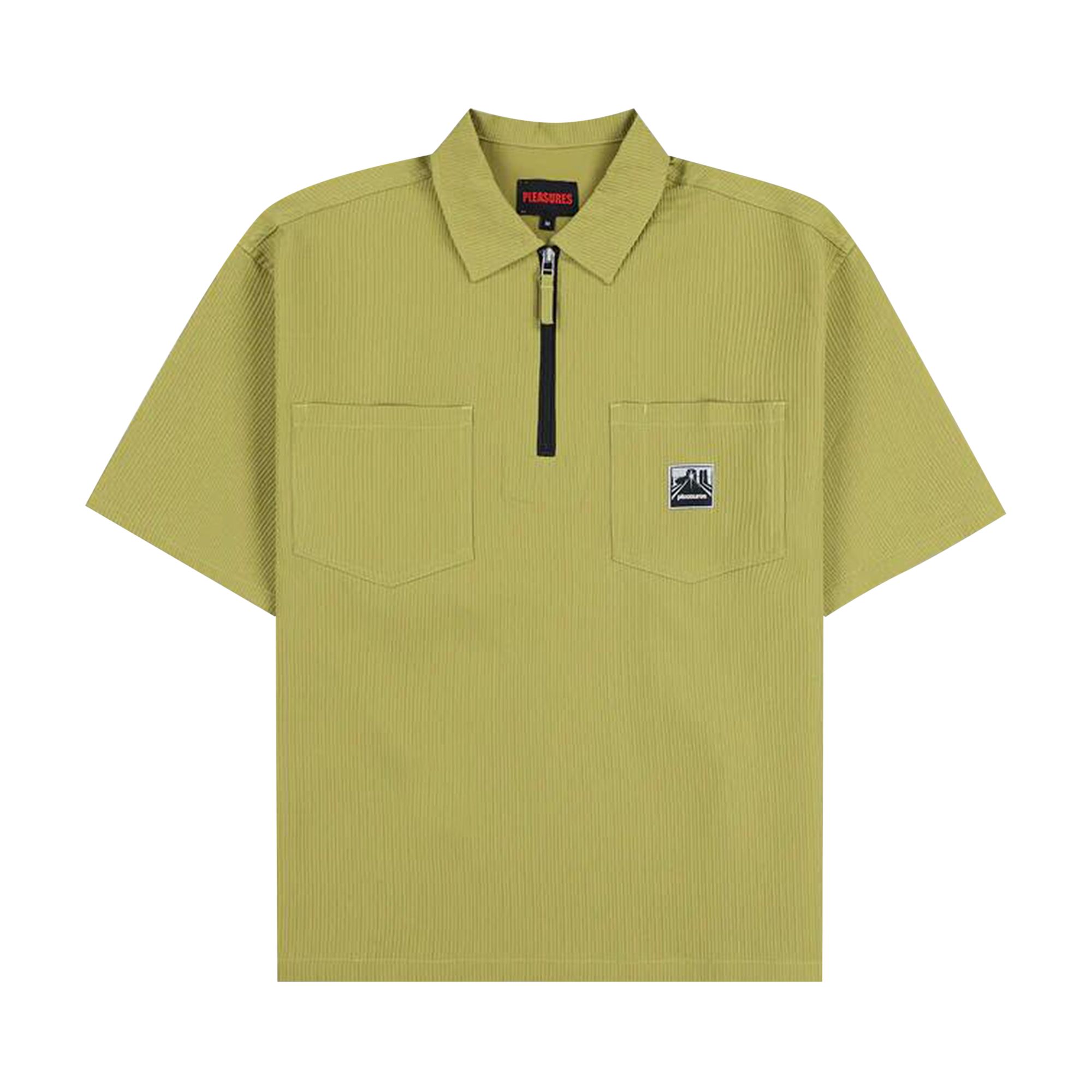 Pre-owned Pleasures Electron Zip Polo 'olive' | Green | Men's Size M