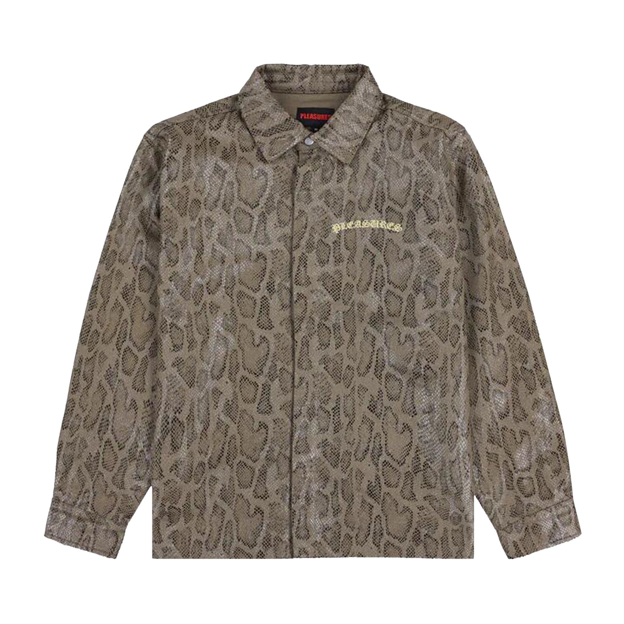 Pre-owned Pleasures Anaconda Overshirt 'brown' | Men's Size Xxl