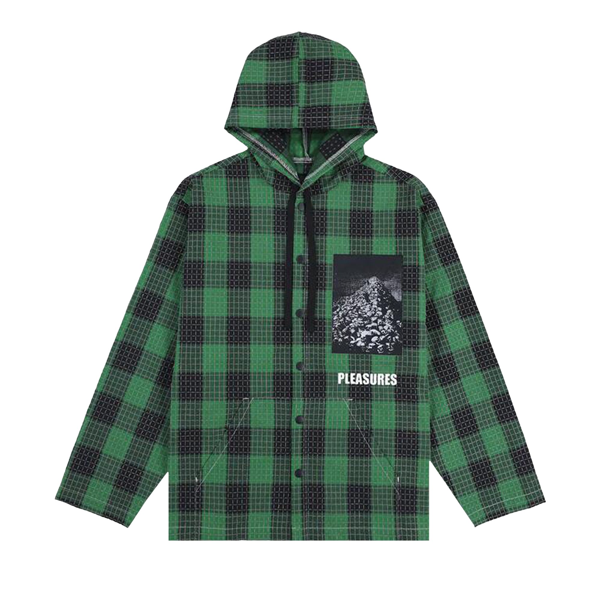Pre-owned Pleasures Virtual Hooded Shirt 'green' | Men's Size L