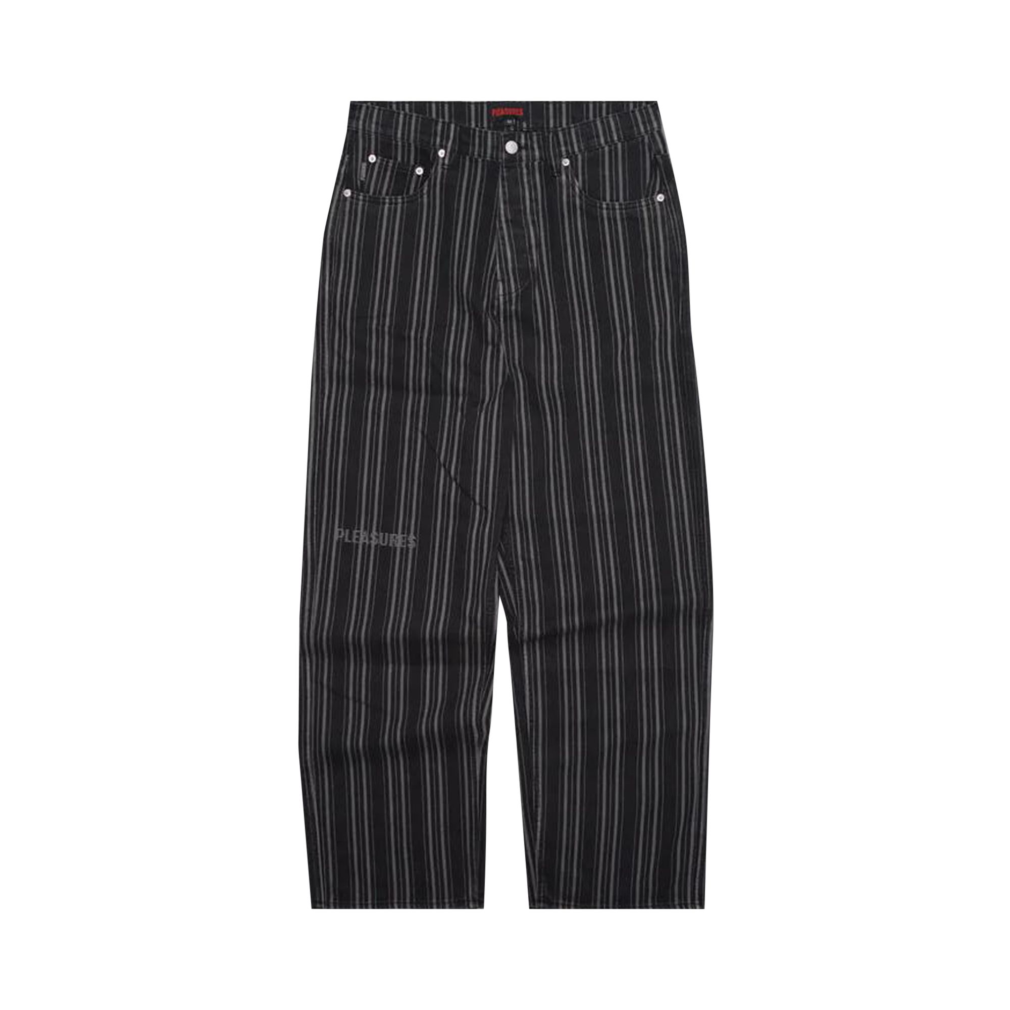 Pre-owned Pleasures Stripe Formula Baggy Pants 'black' | Men's Size 28