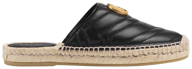Gucci Wmns Espadrilles Mule Double G   Black