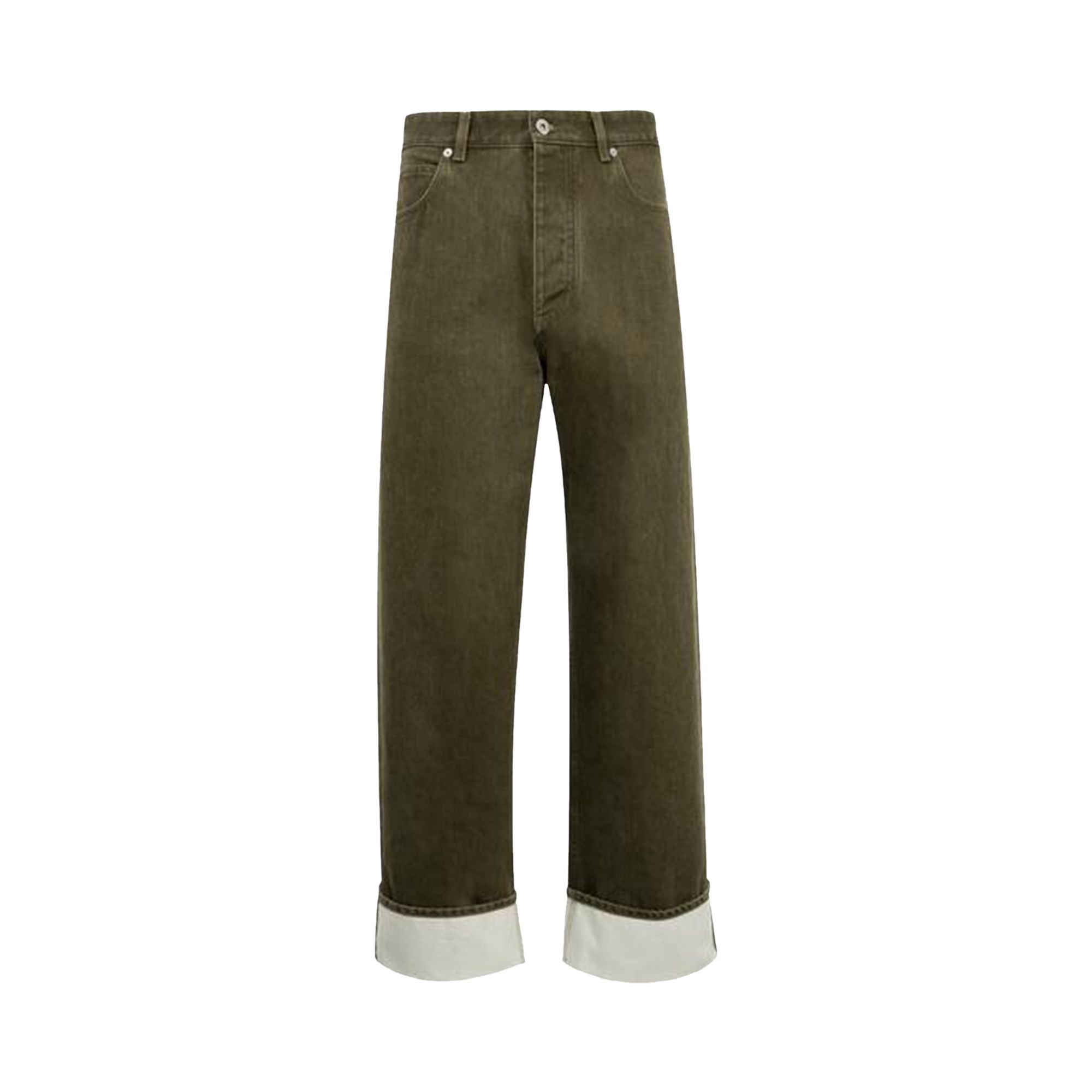 Pre-owned Bottega Veneta Colored Turned Up Jeans 'caper Stone Washed' | Green | Men's Size 50