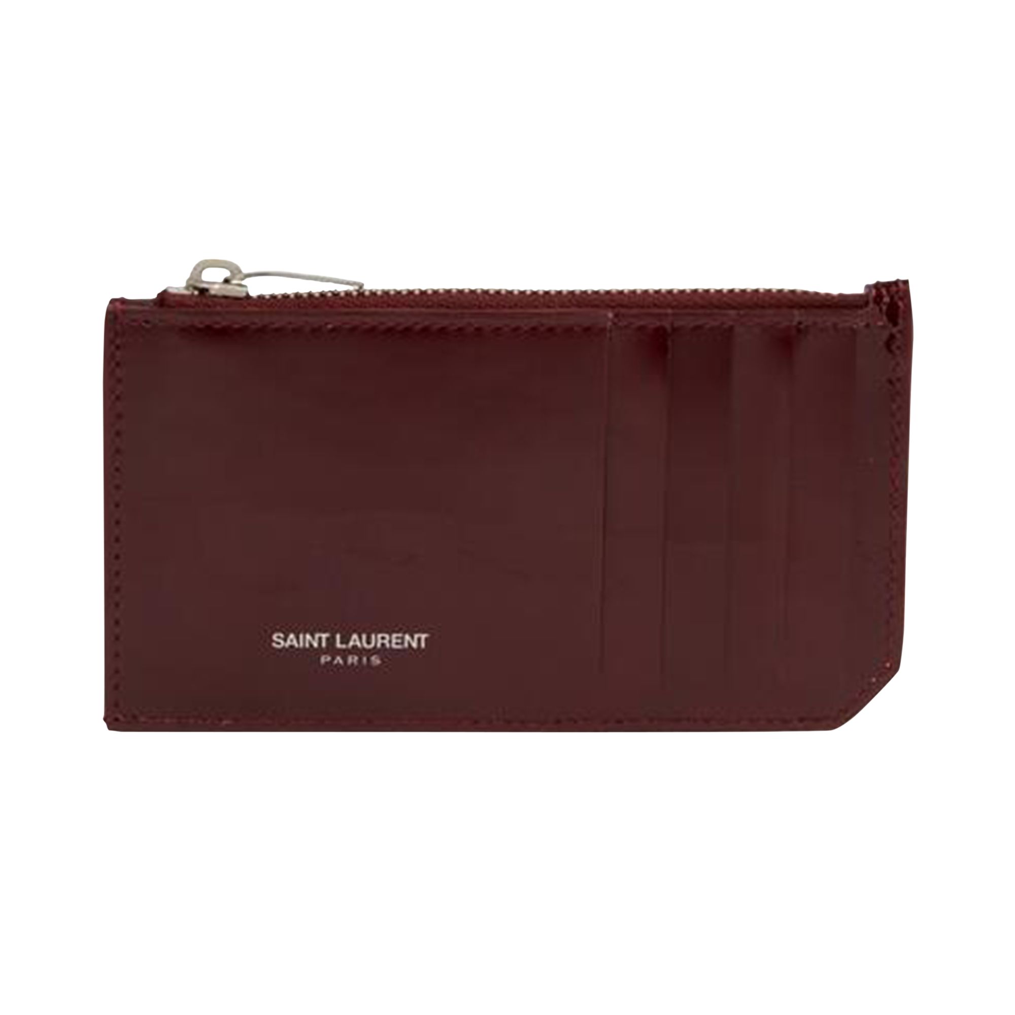 Pre-owned Saint Laurent Zip Wallet 'bordeaux' | Red | Men's Size Onesize