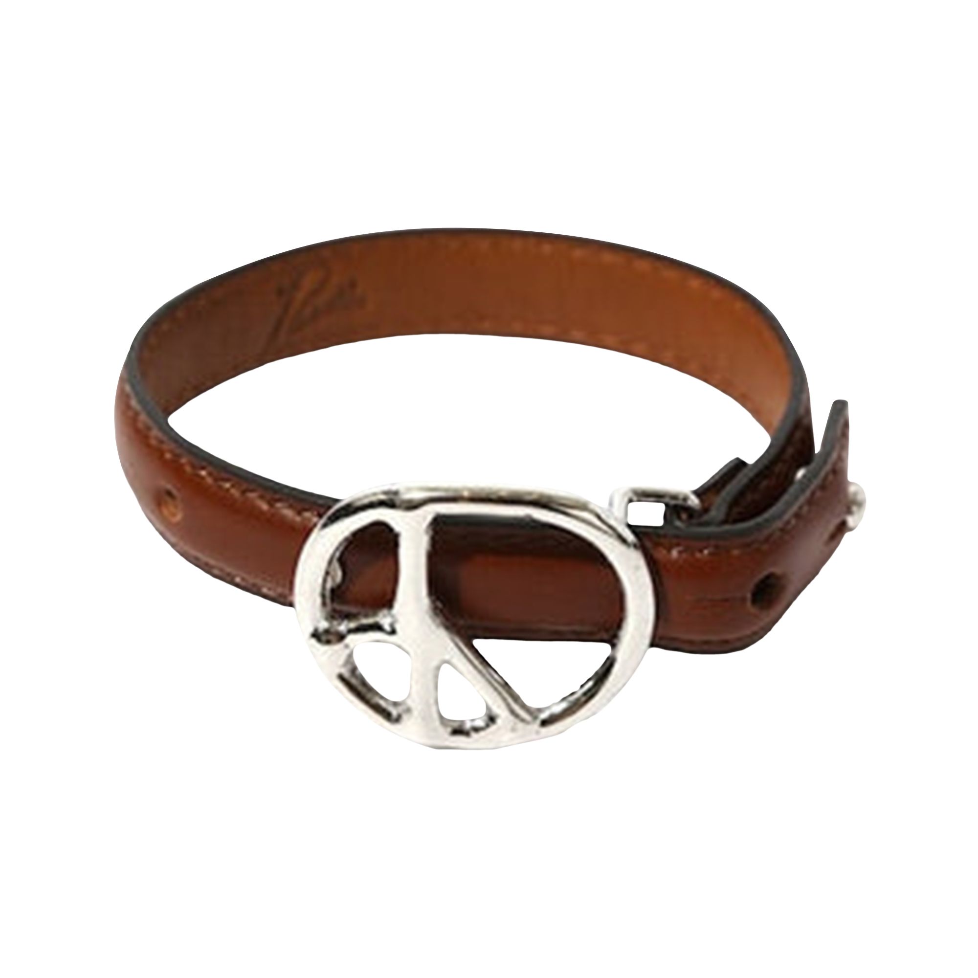 Pre-owned Needles Peace Buckle Narrow Bracelet 'brown' | Men's Size M