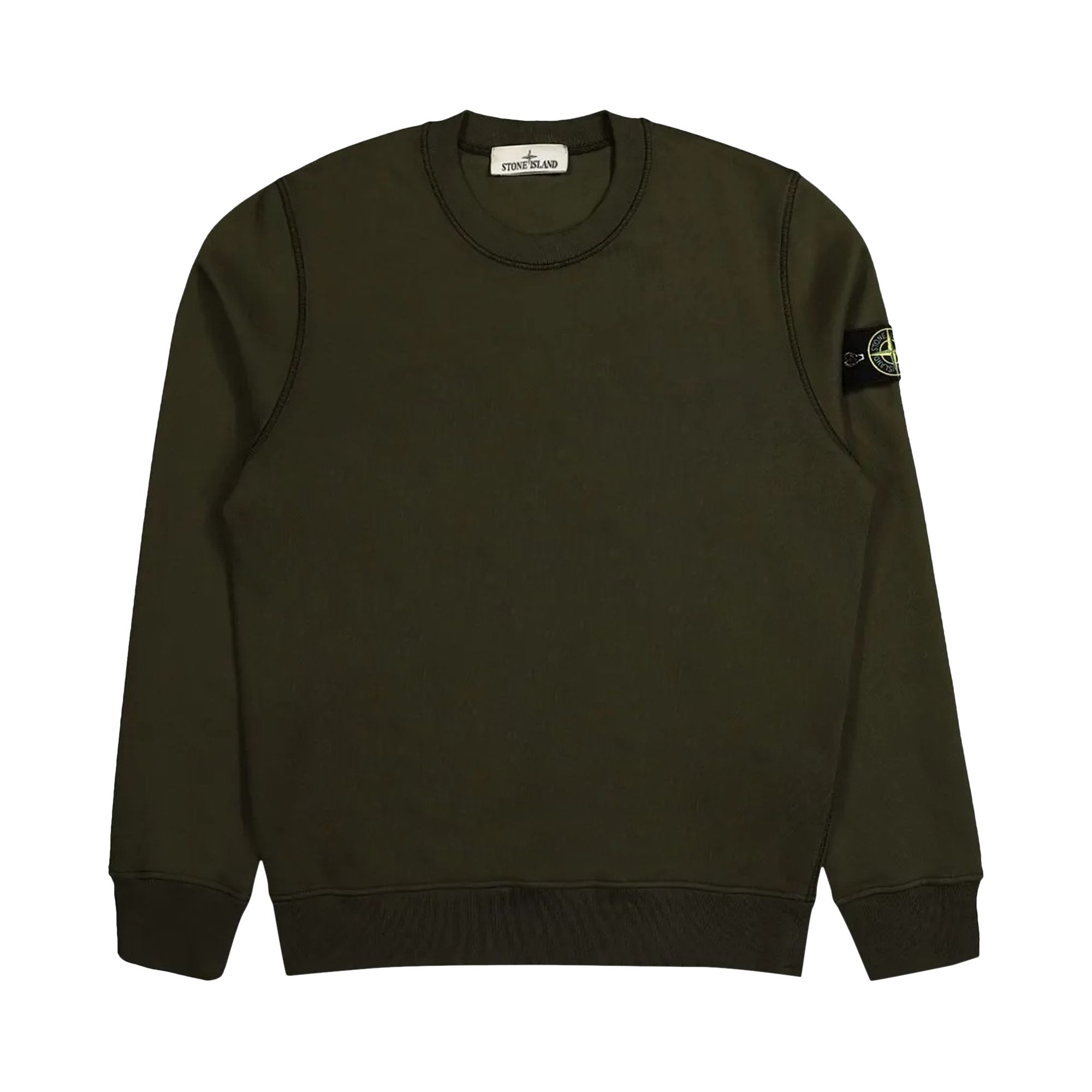 Pre-owned Stone Island Compass Patch Crewneck Sweatshirt 'military Green' | Men's Size L