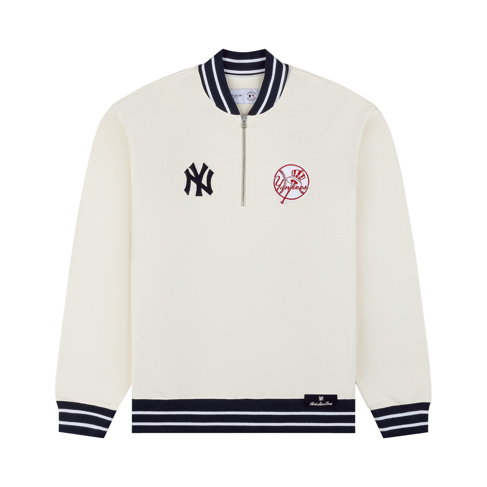 AIMÉ LEON DORE Pre-owned X New York Yankees Quarter Zip Pullover 'pristine' | Cream | Men's Size Xl In White