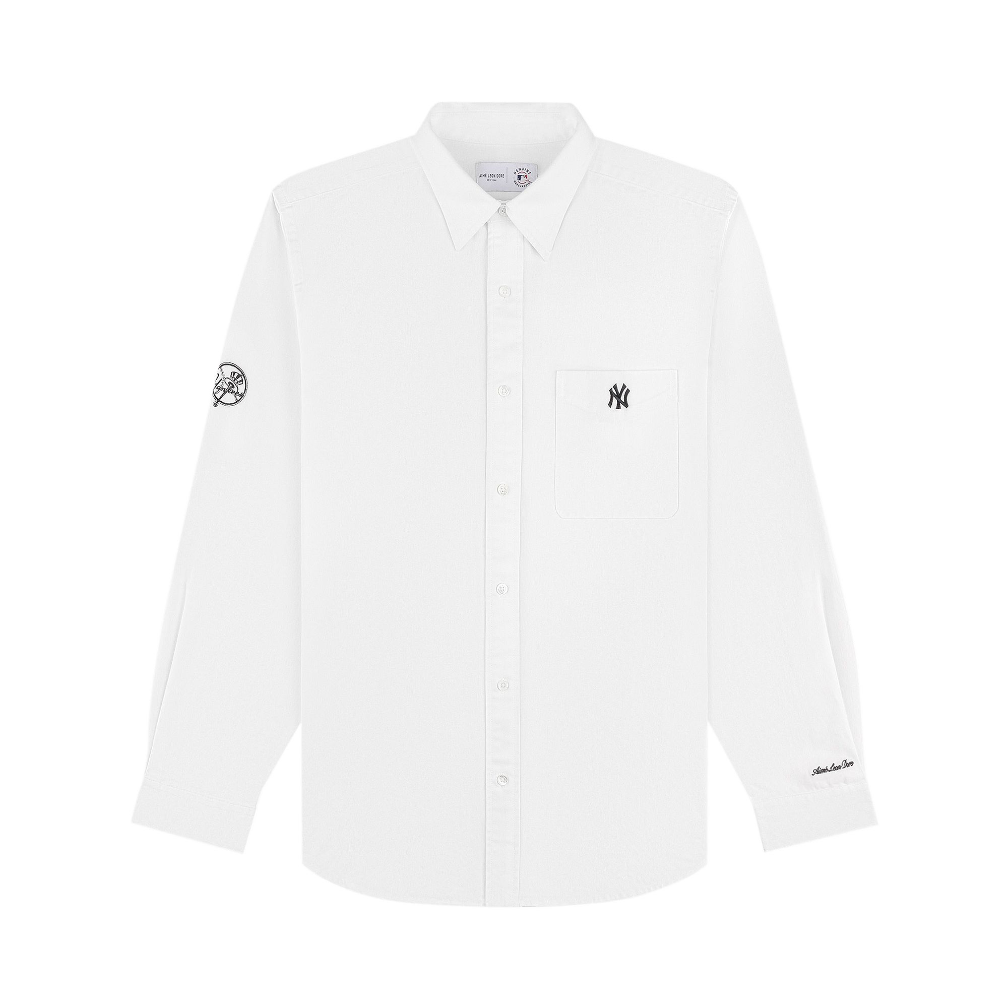 Pre-owned Aimé Leon Dore X New York Yankees Leon Overshirt 'bright White' | Men's Size Xl