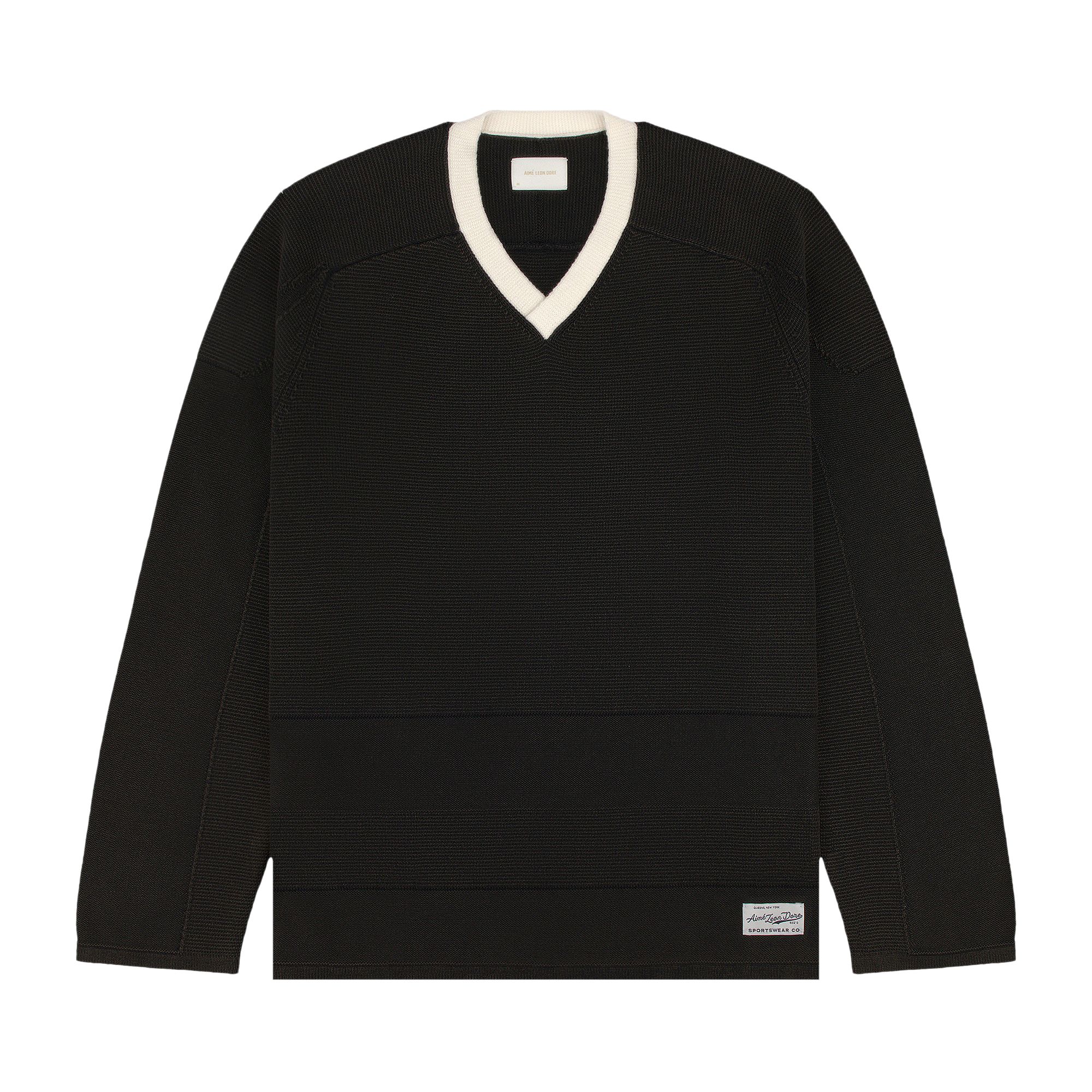 Pre-owned Aimé Leon Dore Knit Hockey Jersey 'jet Black' | Men's Size L