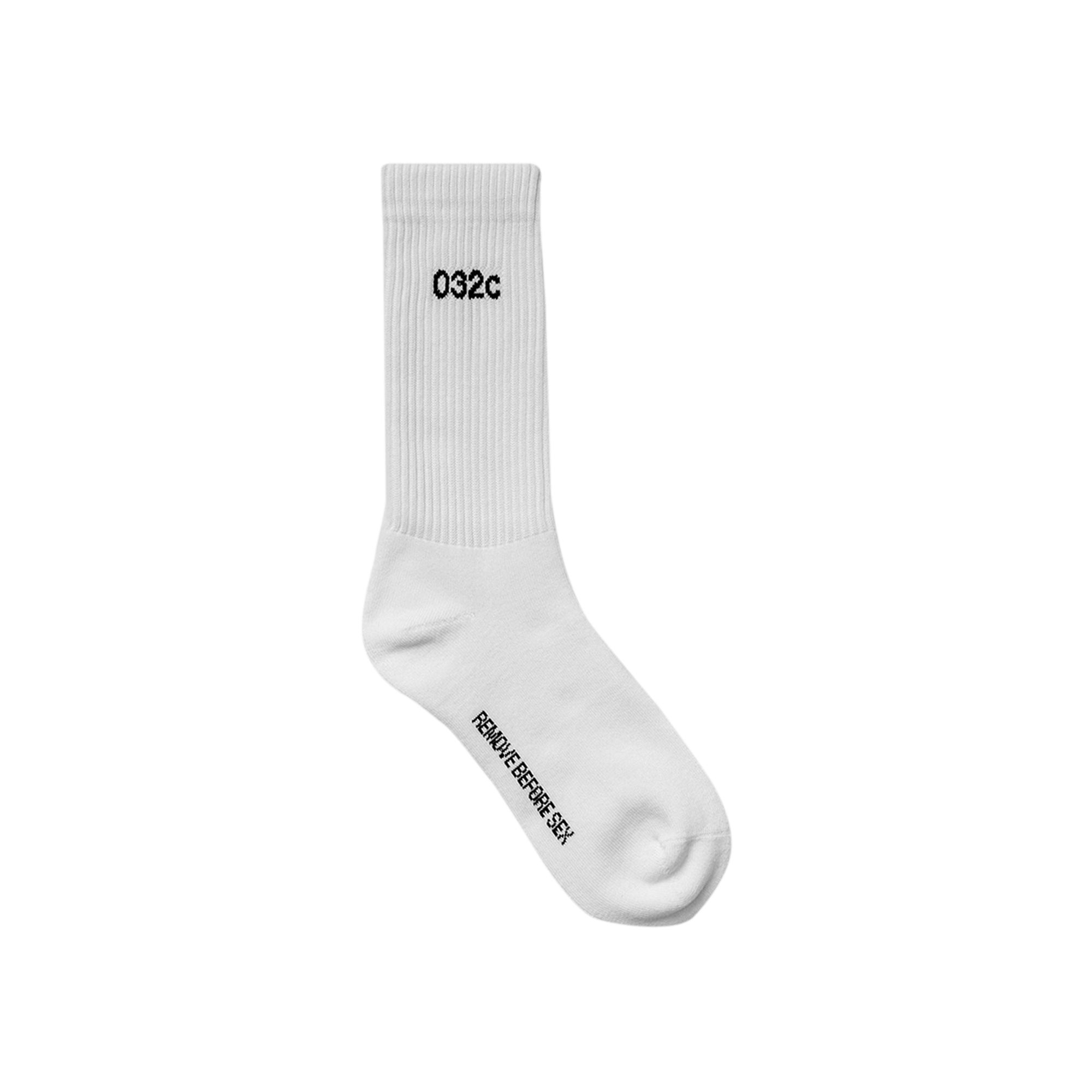 Pre-owned 032c Remove Before Sex Crew Socks 'white/black' | Men's Size L/xl
