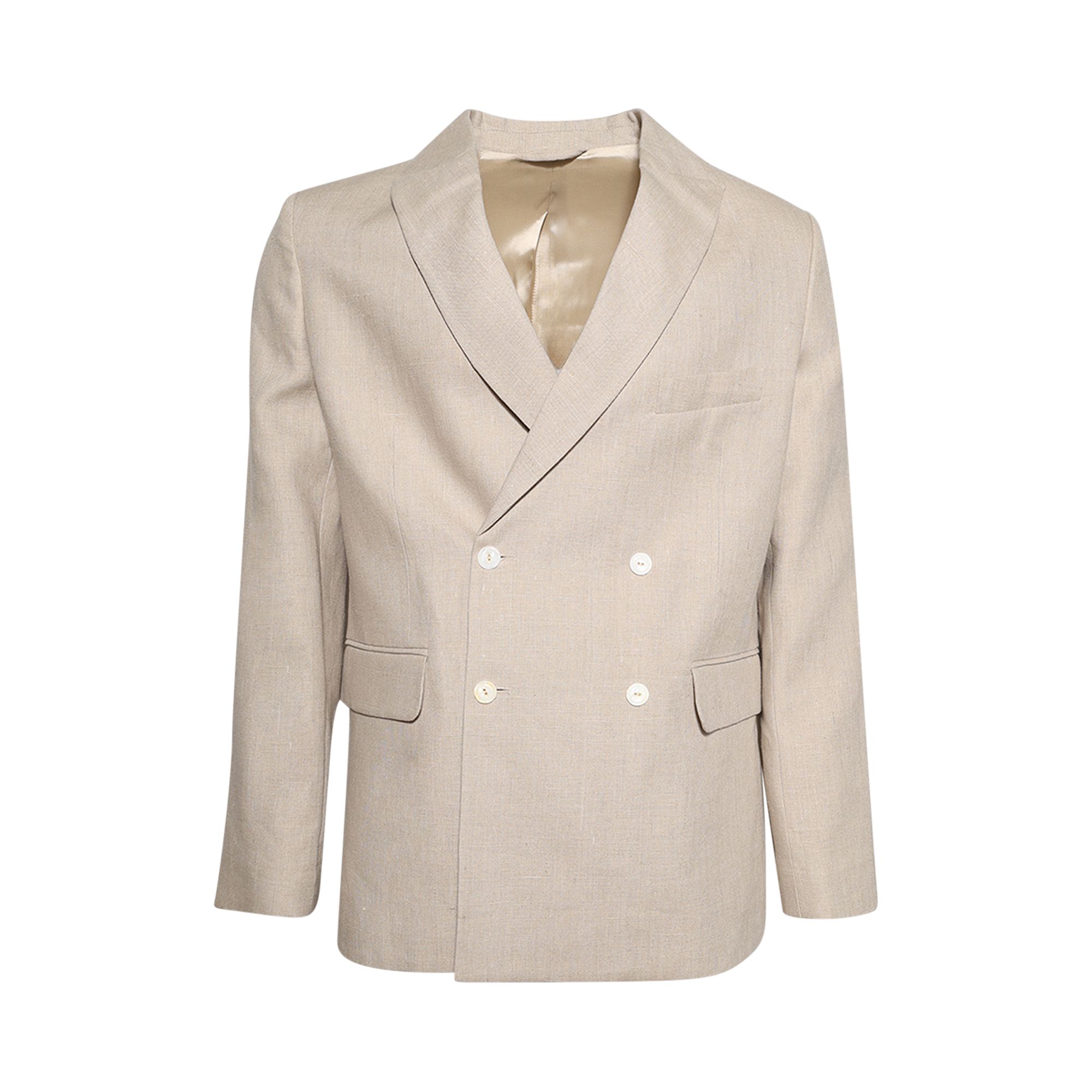 Pre-owned Bode Lightweight Linen Double-breasted Suit Jacket 'wheat' | Tan | Men's Size 44