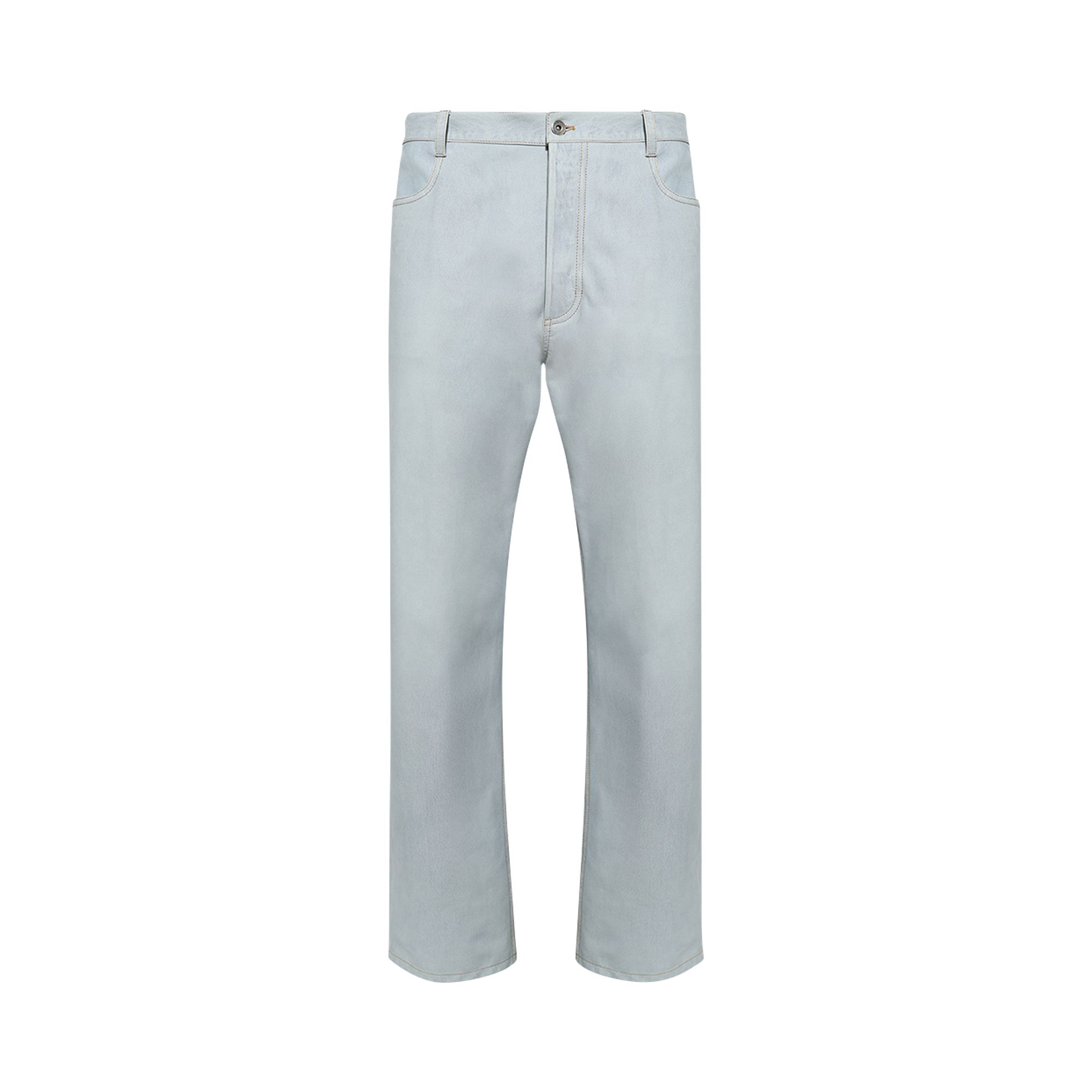 Pre-owned Bottega Veneta Printed Denim Leather Pants 'blue Extra Bleach' | Men's Size 54