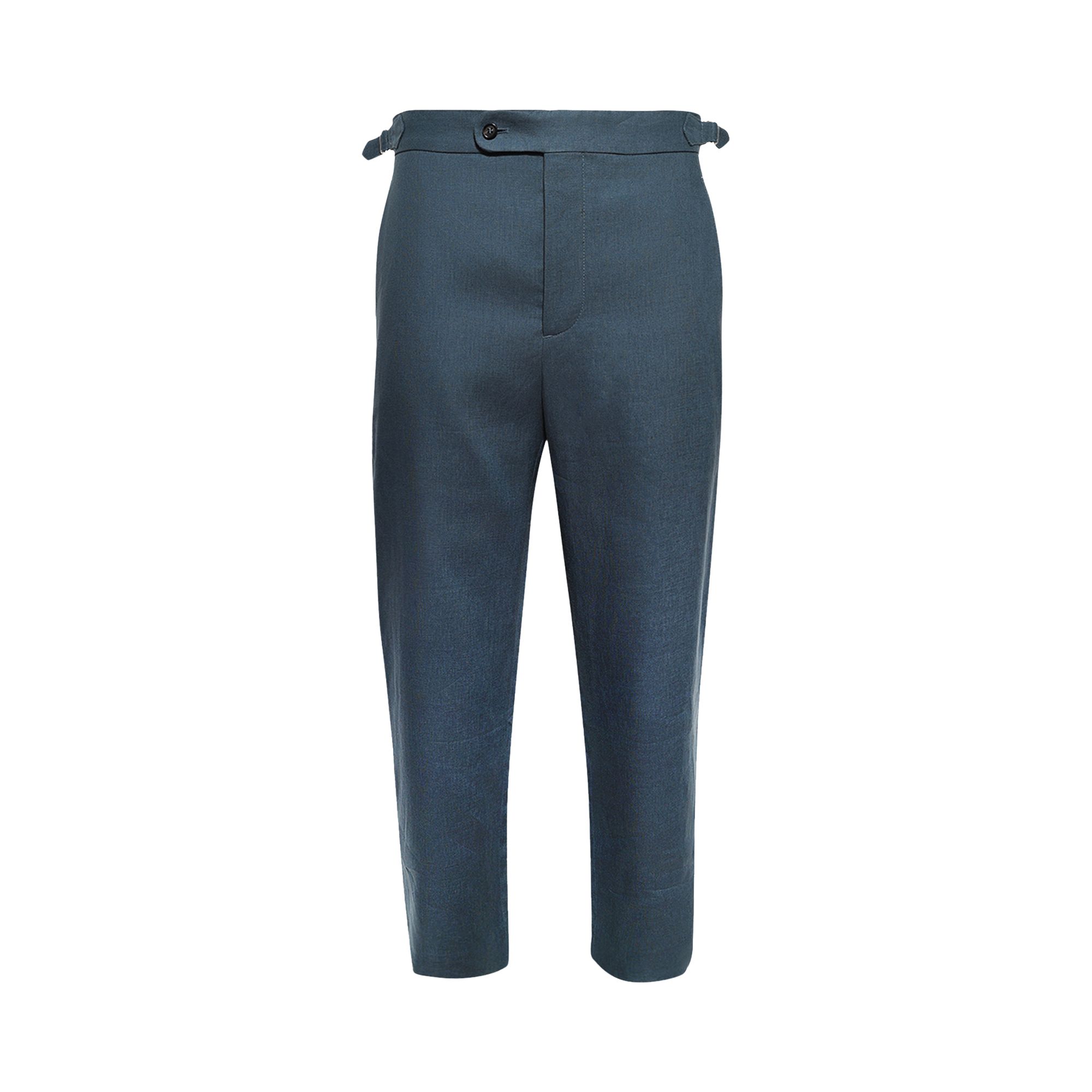 Pre-owned Bode Lightweight Linen Side Buckle Trousers 'teal' | Blue | Men's Size 38