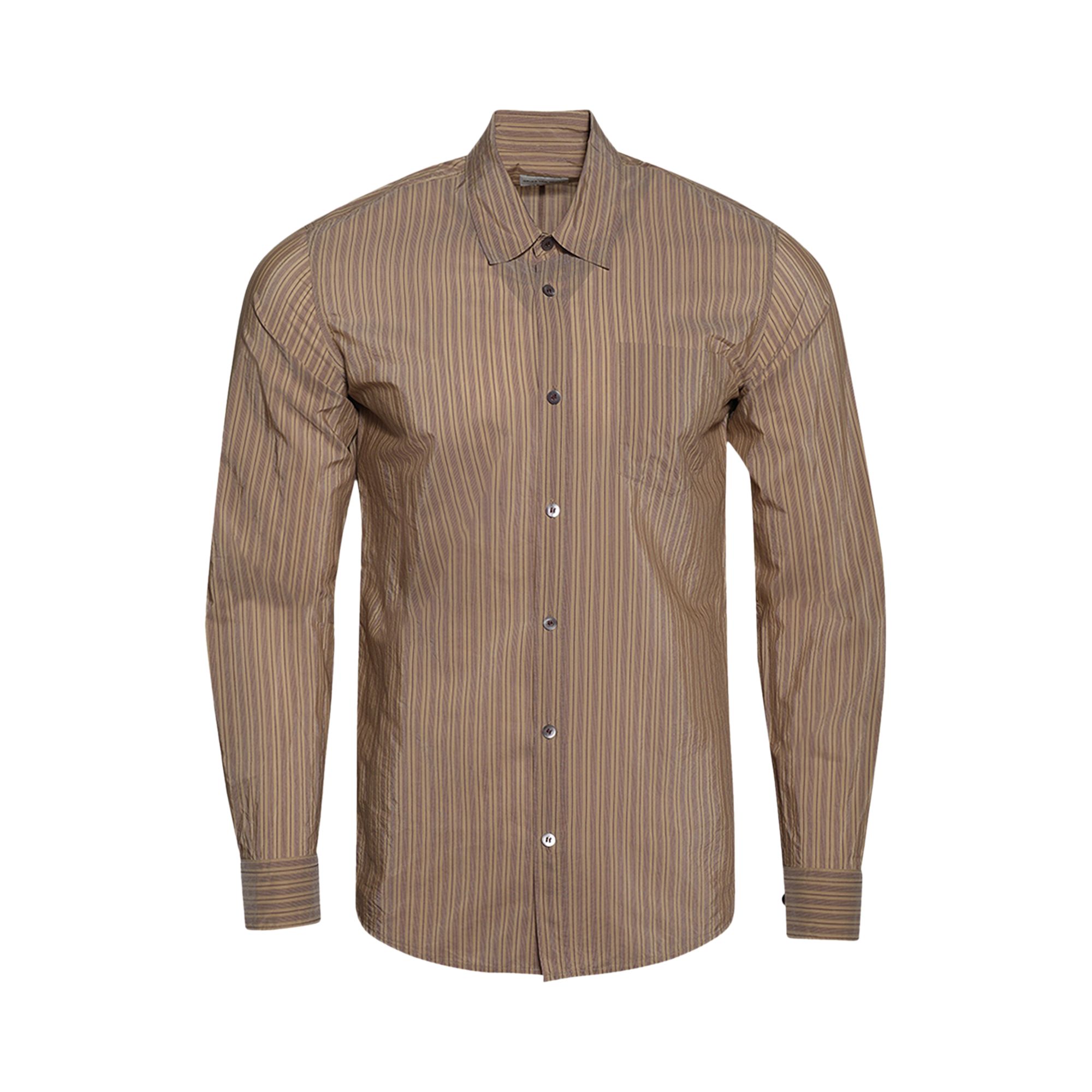 Pre-owned Dries Van Noten Striped Long-sleeve Shirt 'sand' | Tan | Men's Size 54