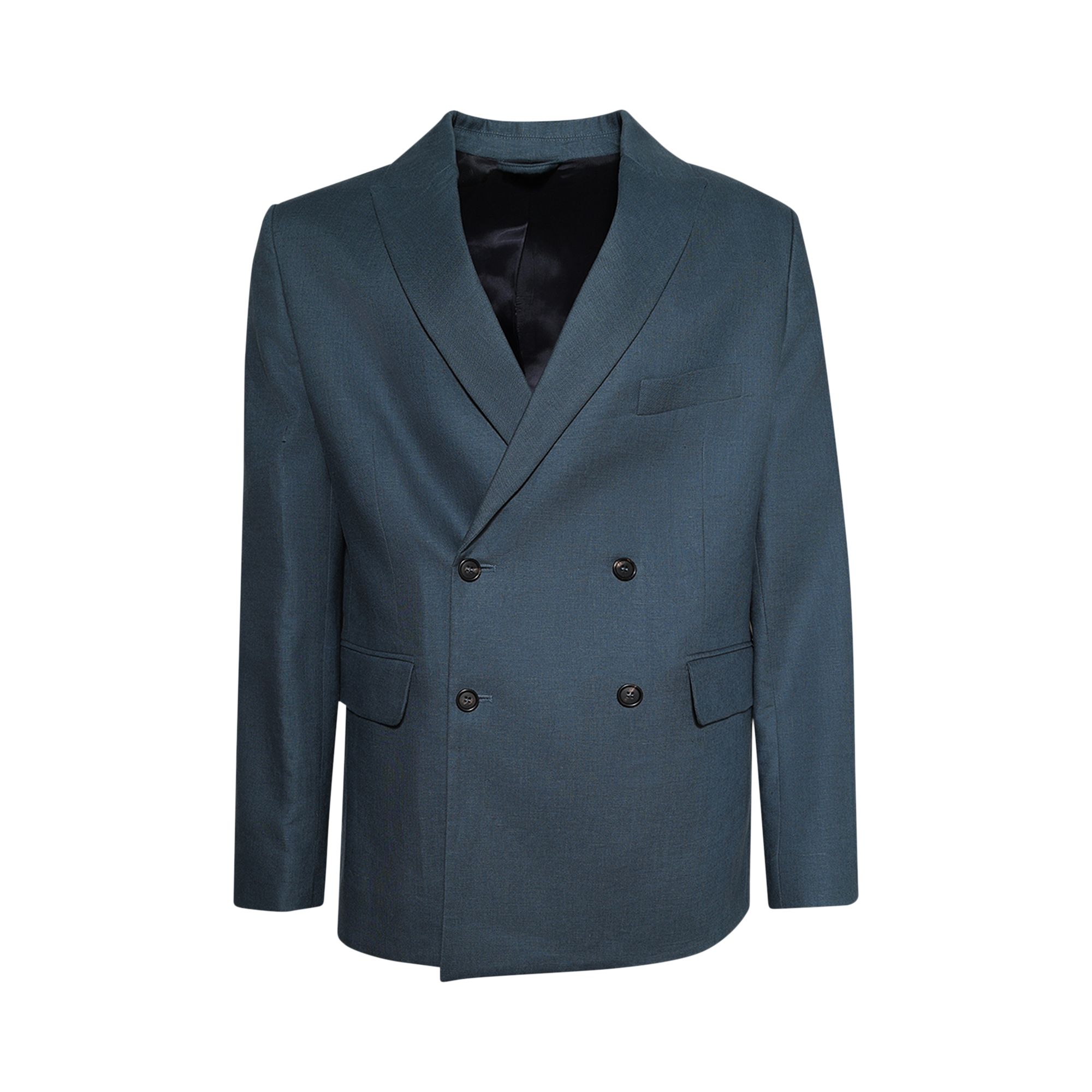 Pre-owned Bode Lightweight Linen Double-breasted Suit Jacket 'teal' | Blue | Men's Size 48