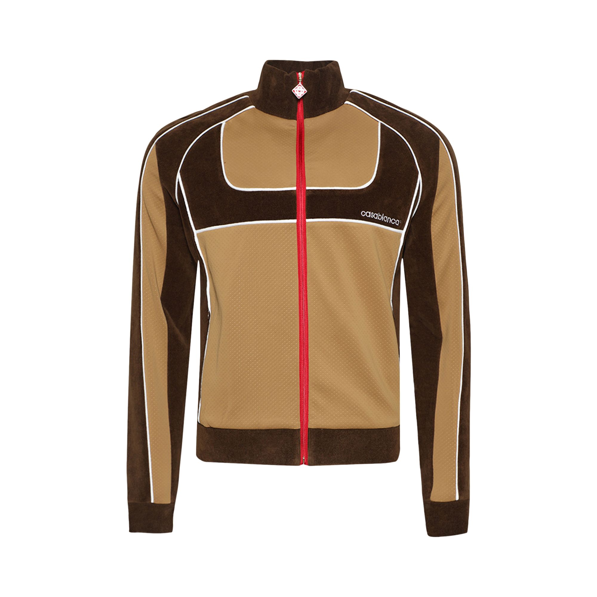Pre-owned Casablanca Chenille Panelled Track Jacket 'beige/brown' | Tan | Men's Size M