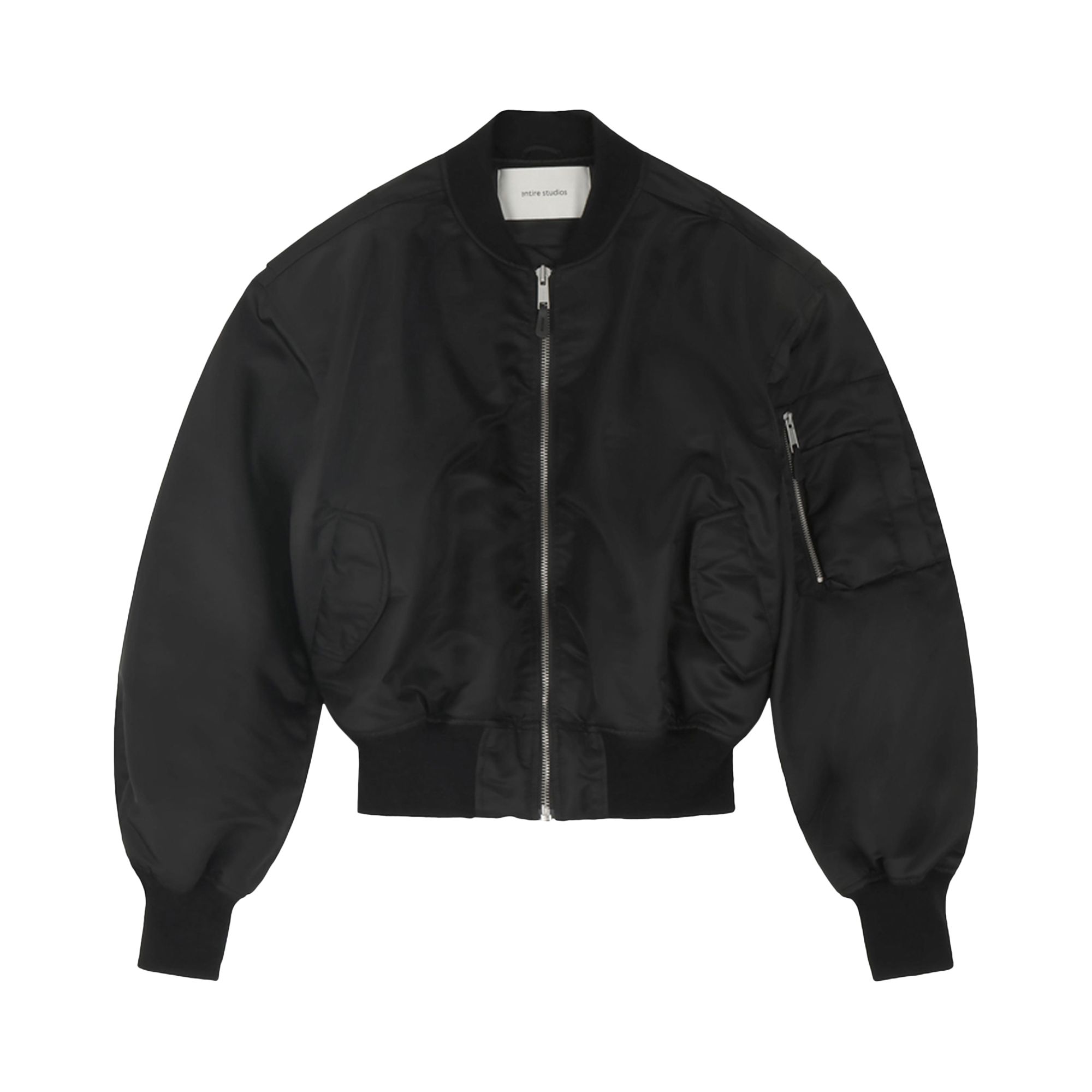 Pre-owned Entire Studios Cropped Broad Bomber Jacket 'oil' | Black | Women's Size M