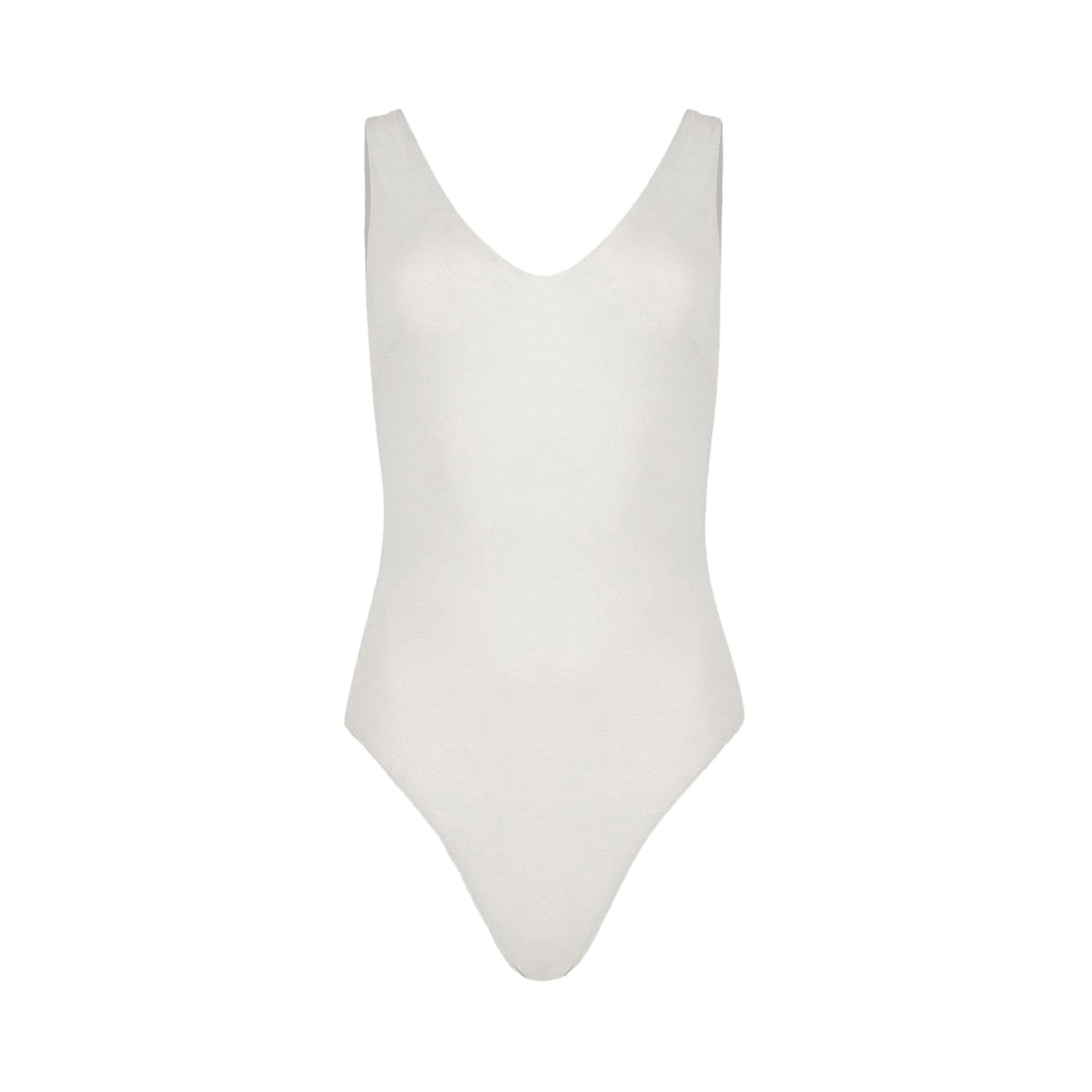 Pre-owned Entire Studios V-neck Bodysuit 'creamer' | White | Women's Size S