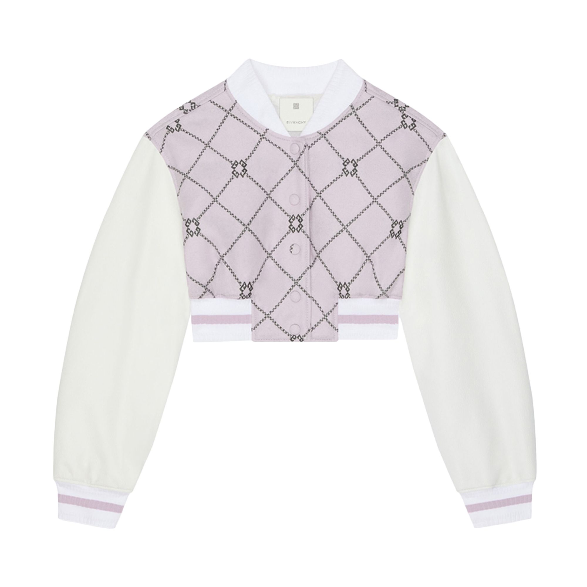 Pre-owned Givenchy Cropped Checked Varsity Jacket 'grey/pink' | Women's Size 34