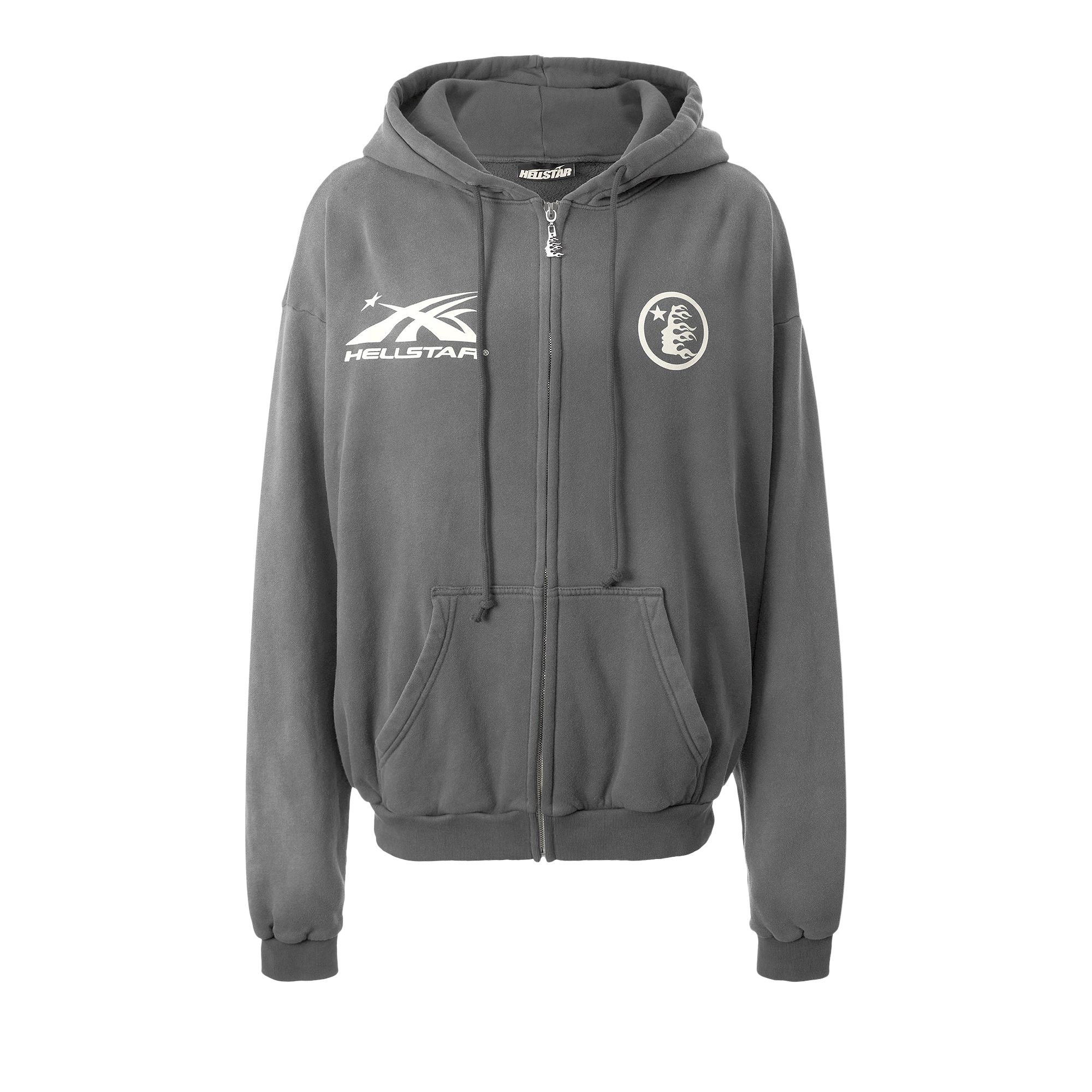 Pre-owned Hellstar Hs Logo Zip-up 'grey' | Men's Size L In Gray