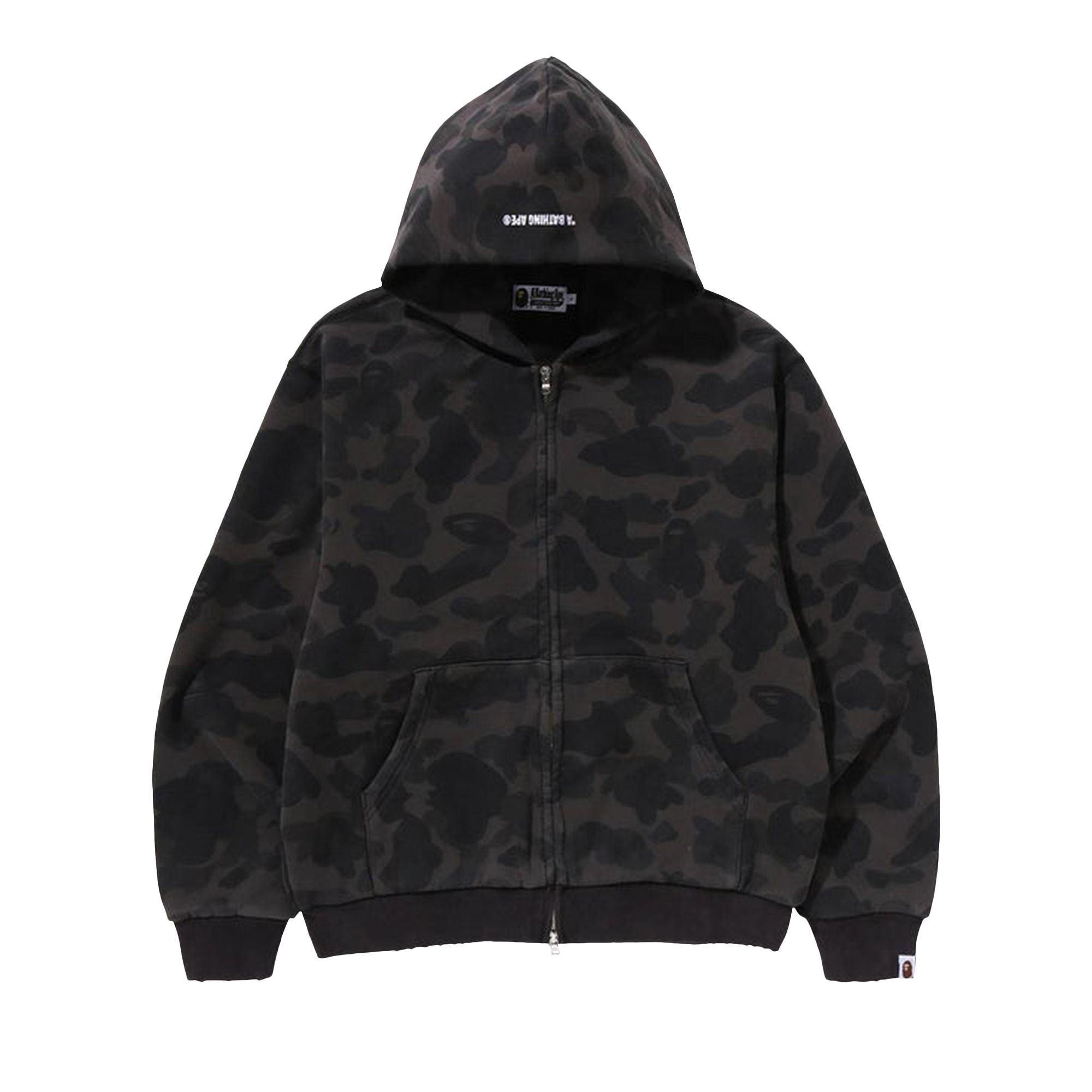 Pre-owned Bape 1st Camo Heavy Wash Cropped Fit Zip Hoodie 'black' | Men's Size Xxl
