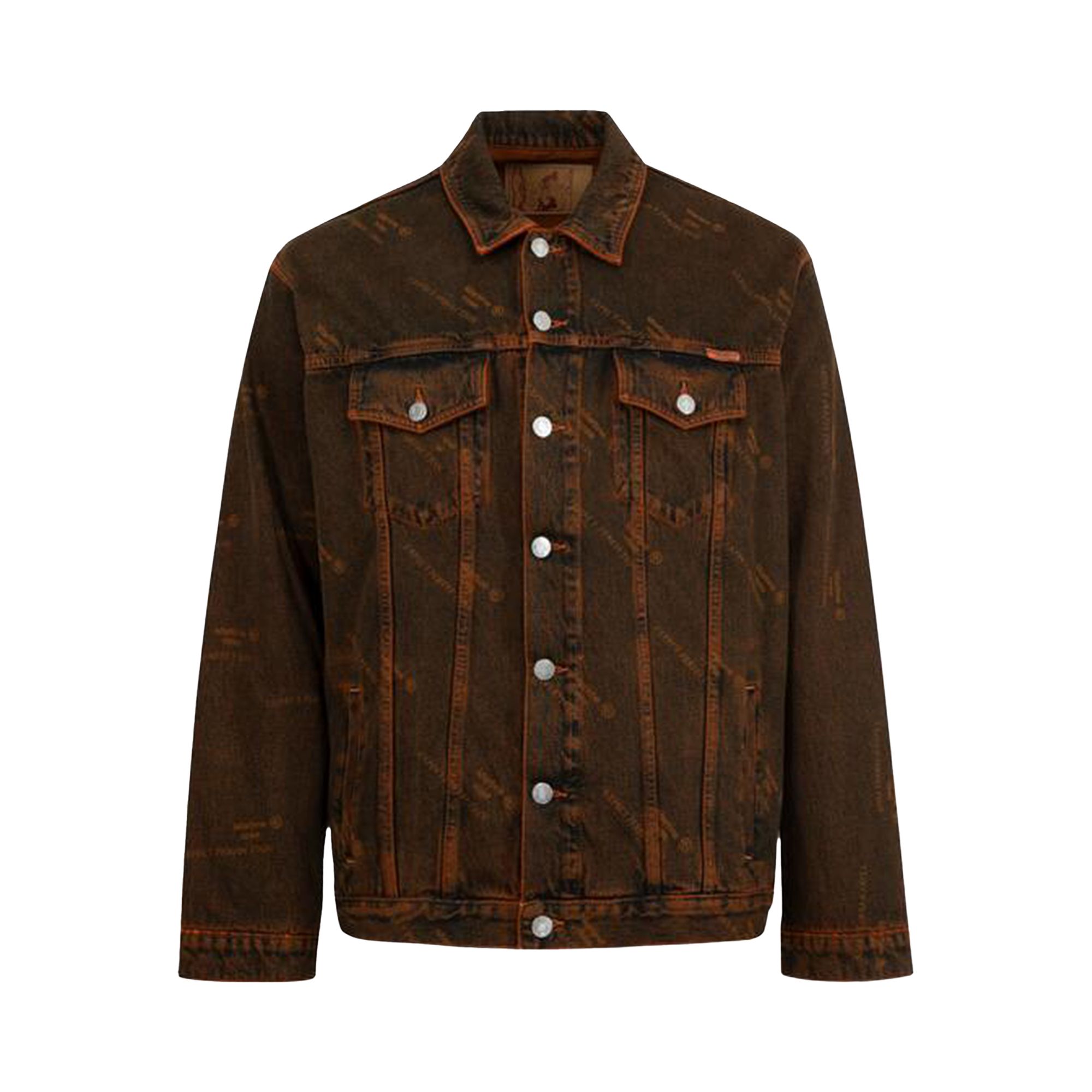 Pre-owned Martine Rose Oversized Denim Jacket 'orange Laser' | Men's Size L