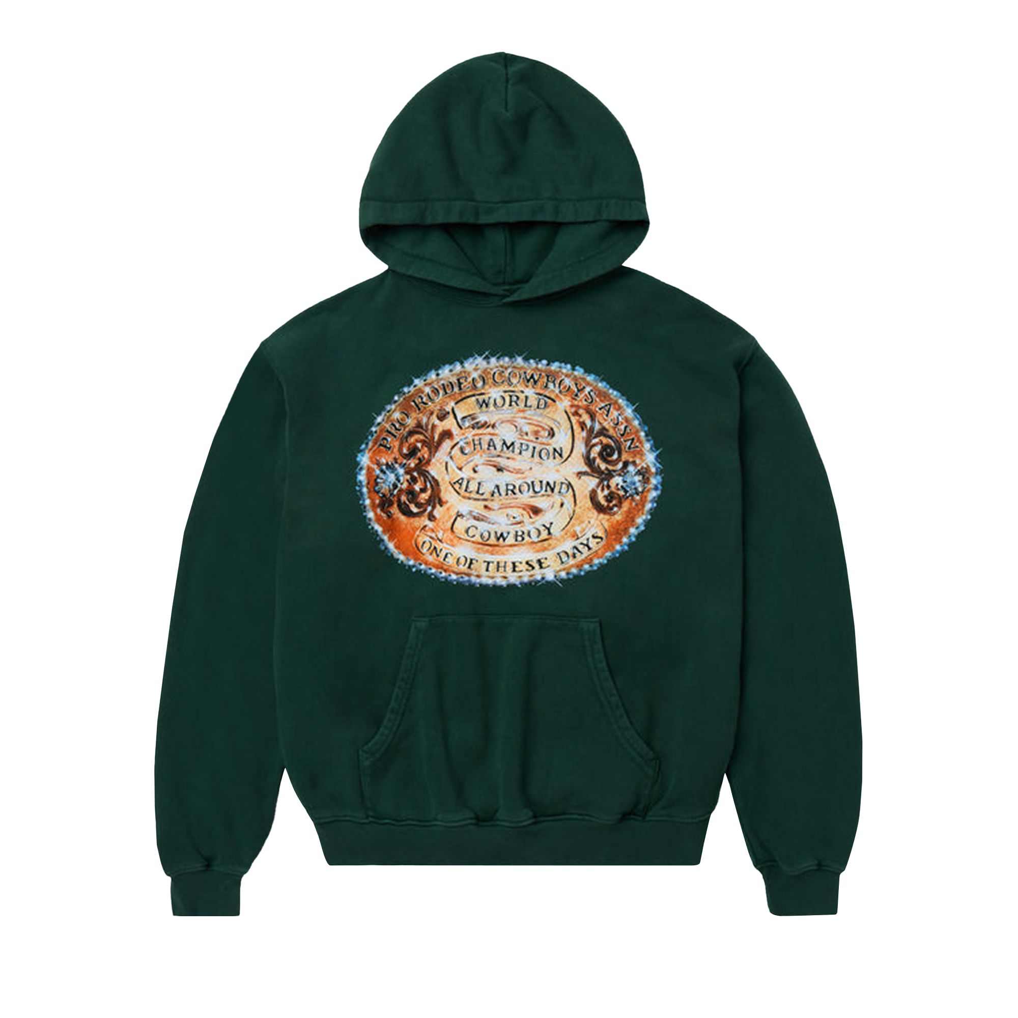 Pre-owned One Of These Days Wold Champions Hoodie 'washed Forest Green' | Men's Size S