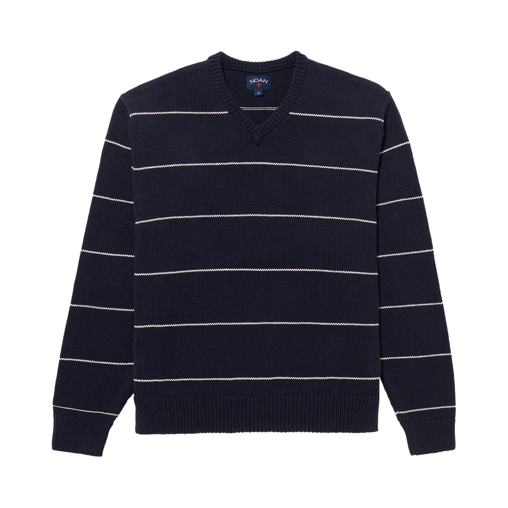 Pre-owned Noah Striped V-neck Sweater 'navy/white' | Blue | Men's Size M
