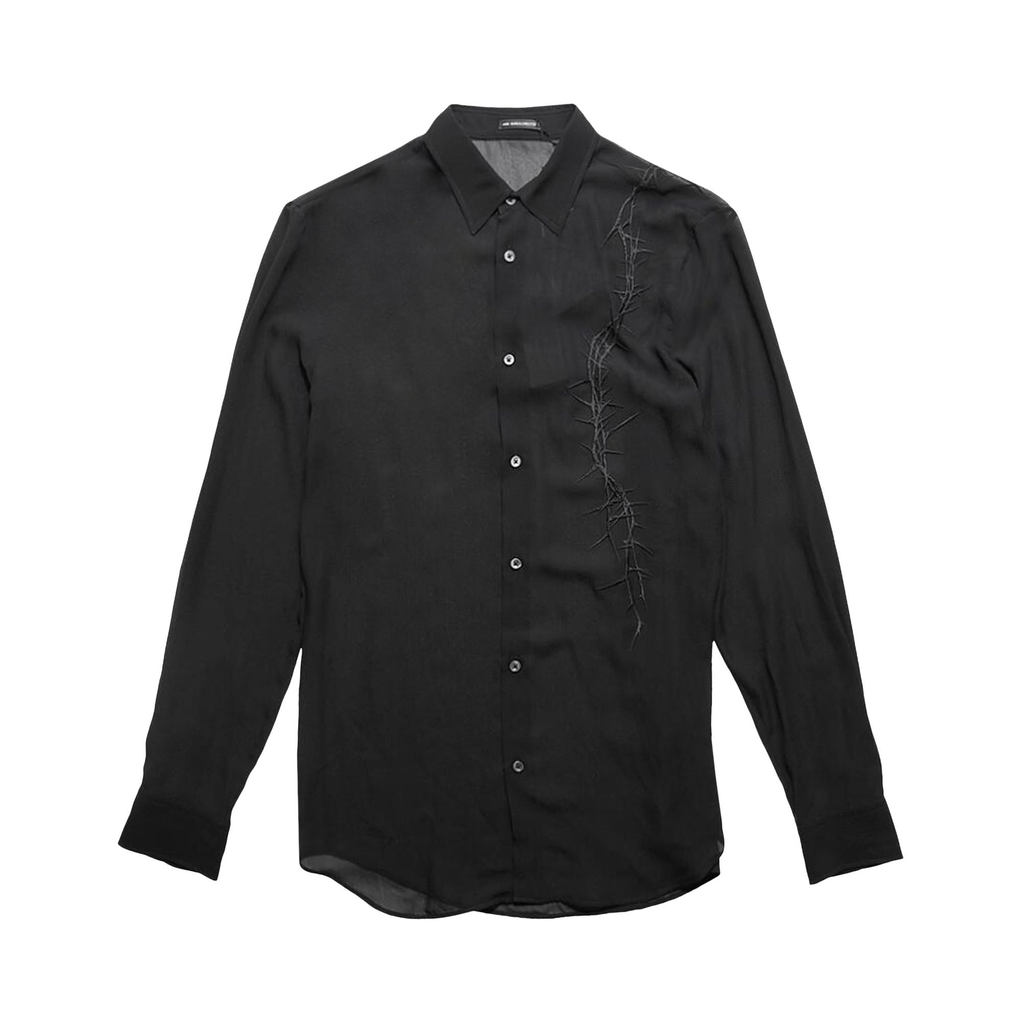 Pre-owned Ann Demeulemeester Korneel Standard Fit Shirt With Thorns Embroidery 'black' | Men's Size 48