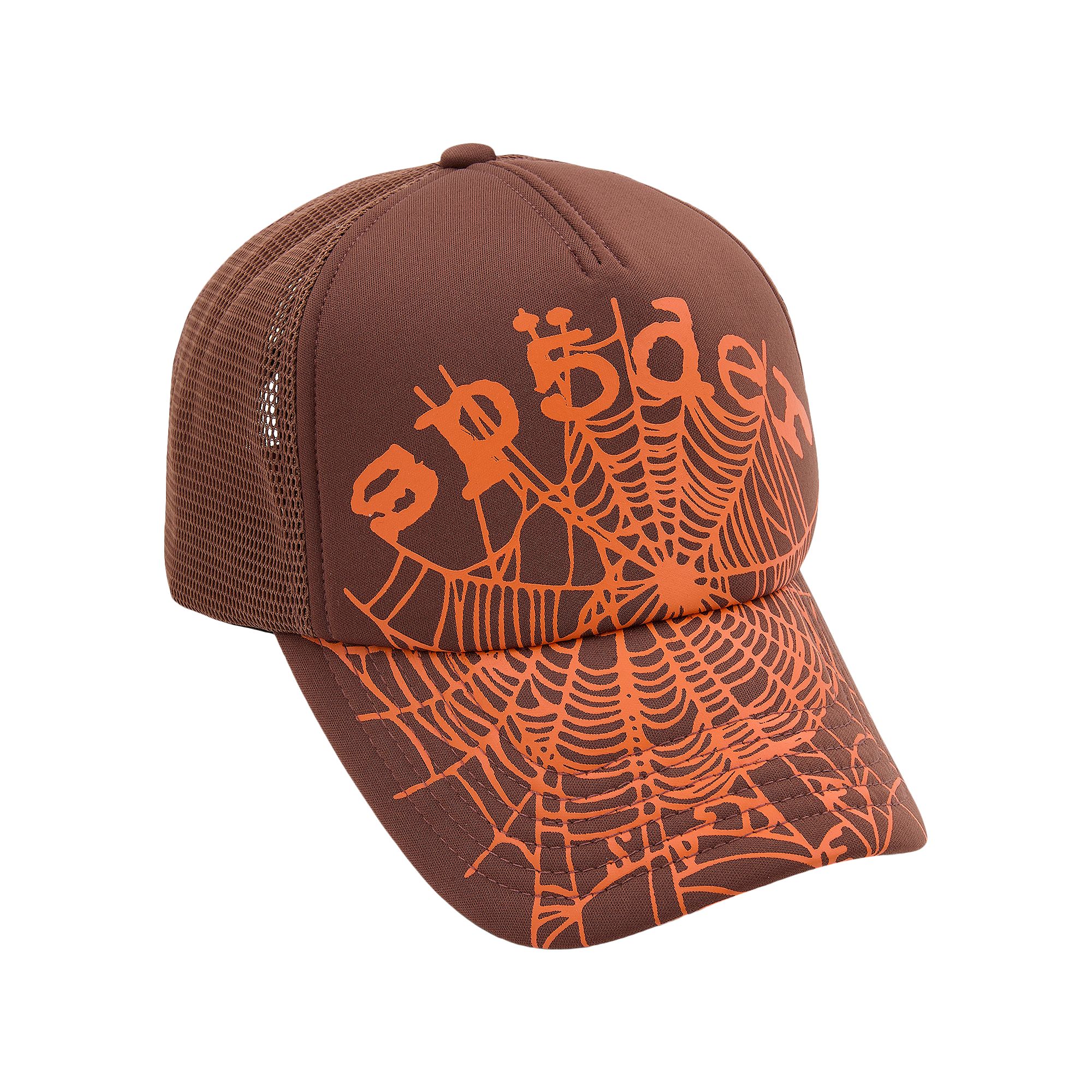 Pre-owned Sp5der Og Web V2 Trucker 'brown' | Men's Size Onesize