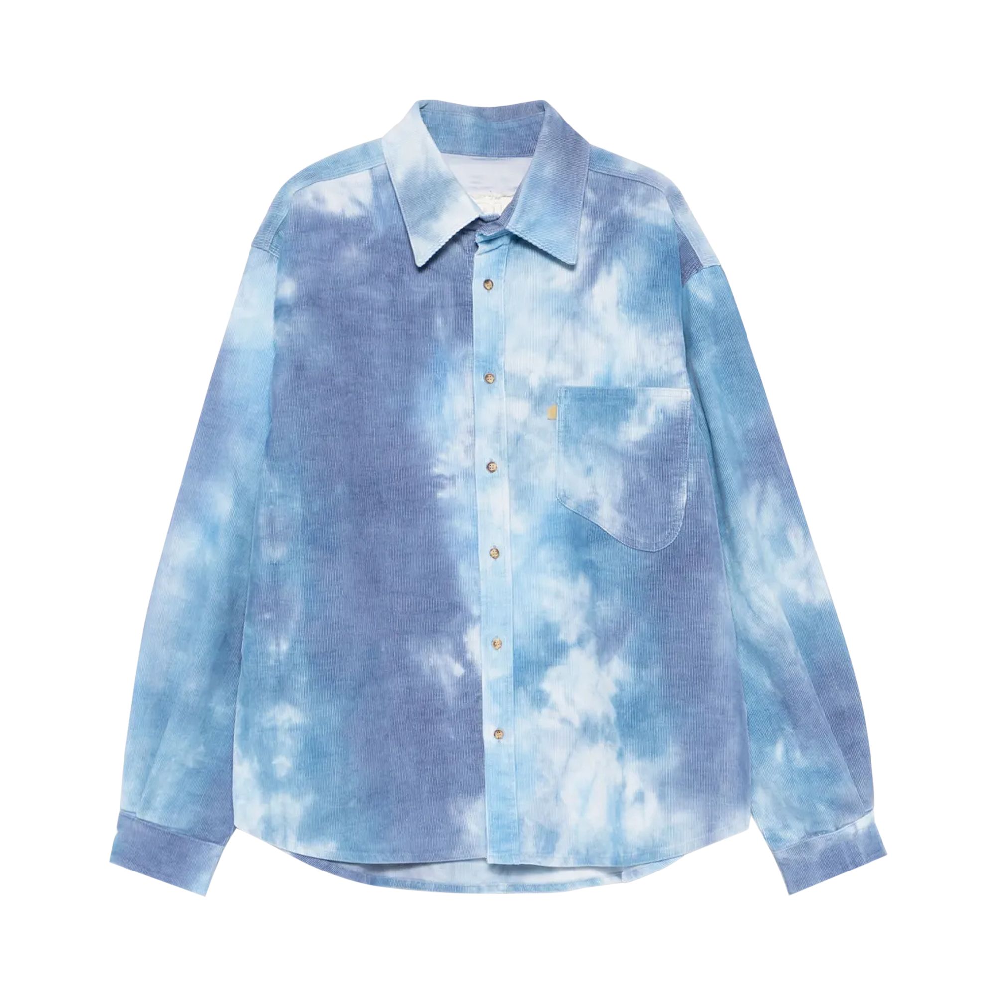 Pre-owned Erl Tie-dye Corduroy Shirt 'blue' | Men's Size L