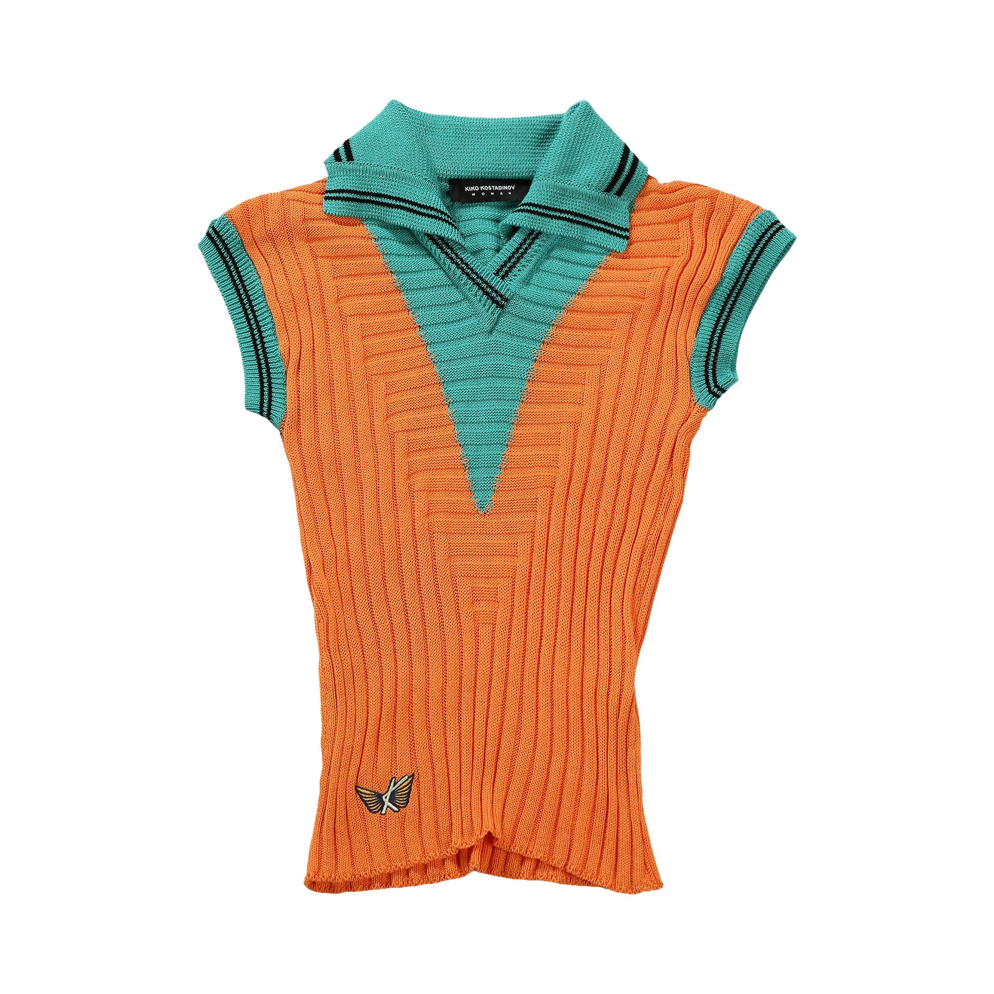 Pre-owned Kiko Kostadinov Quimby Sleeveless Knit Polo 'amber Glow/lagoon' | Tan | Women's Size 36