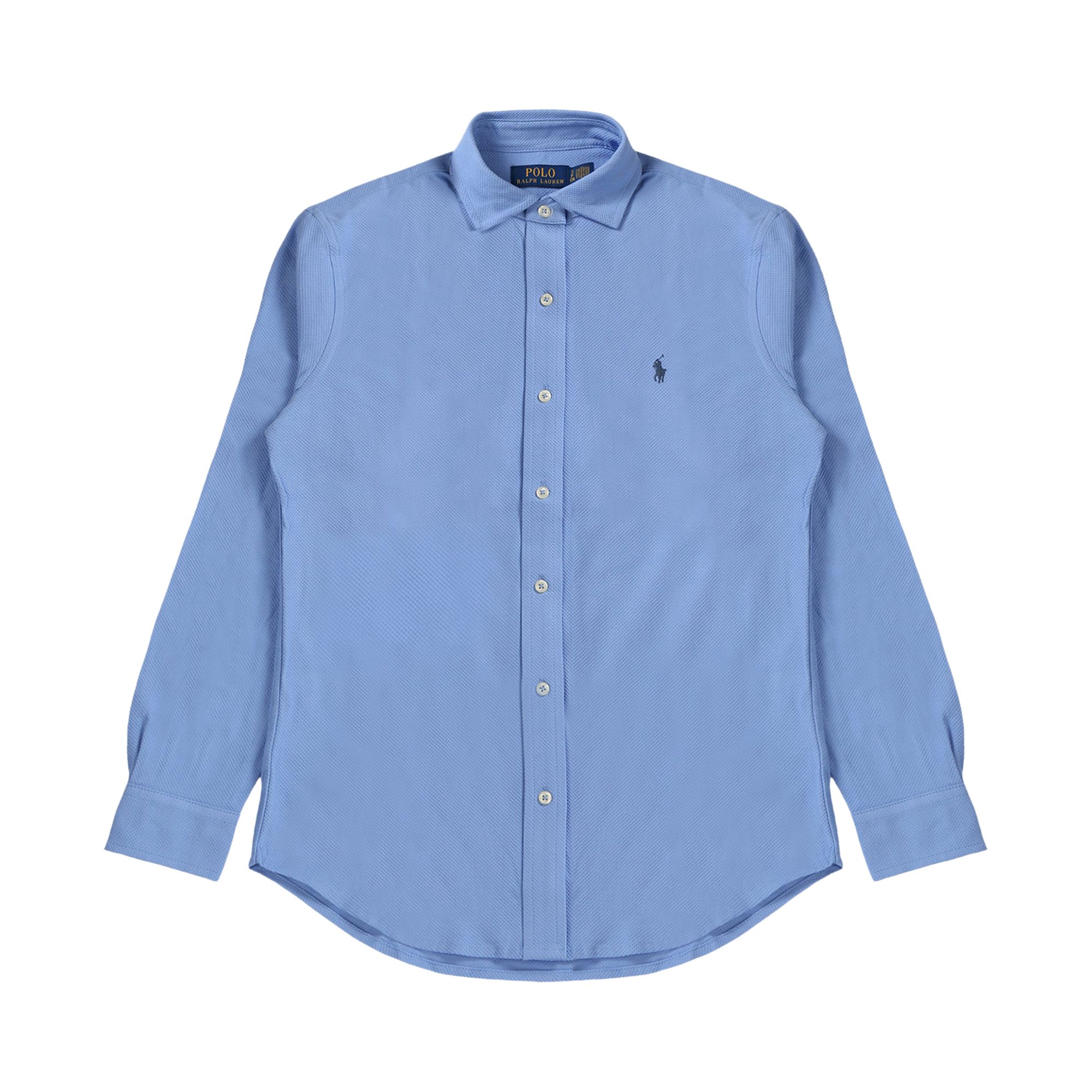 Pre-owned Polo Ralph Lauren Long-sleeve Honeycomb Texture Sport Shirt 'canvas Blue' | Men's Size Xl